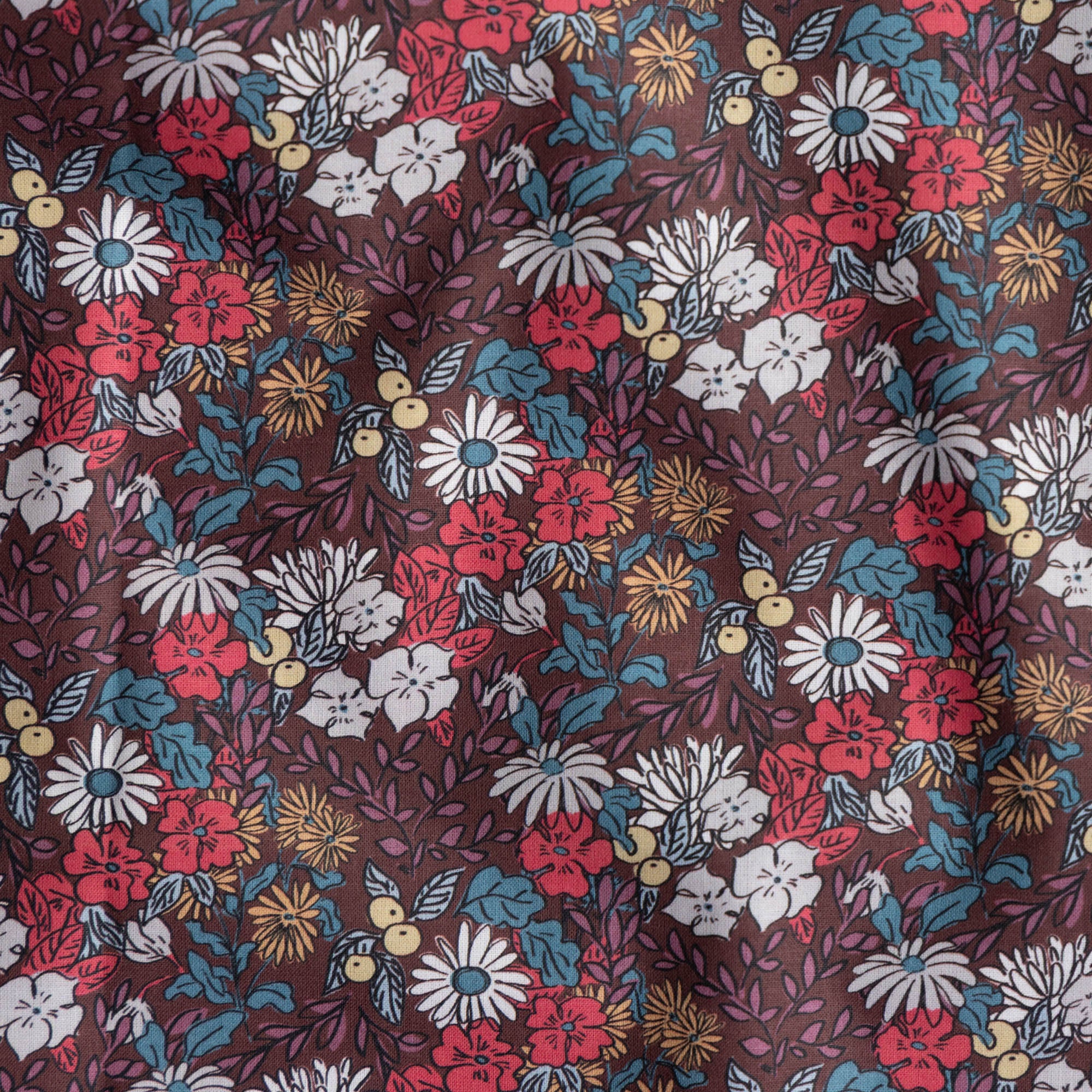 Katoen digitaal herfstbloemen chocolade
