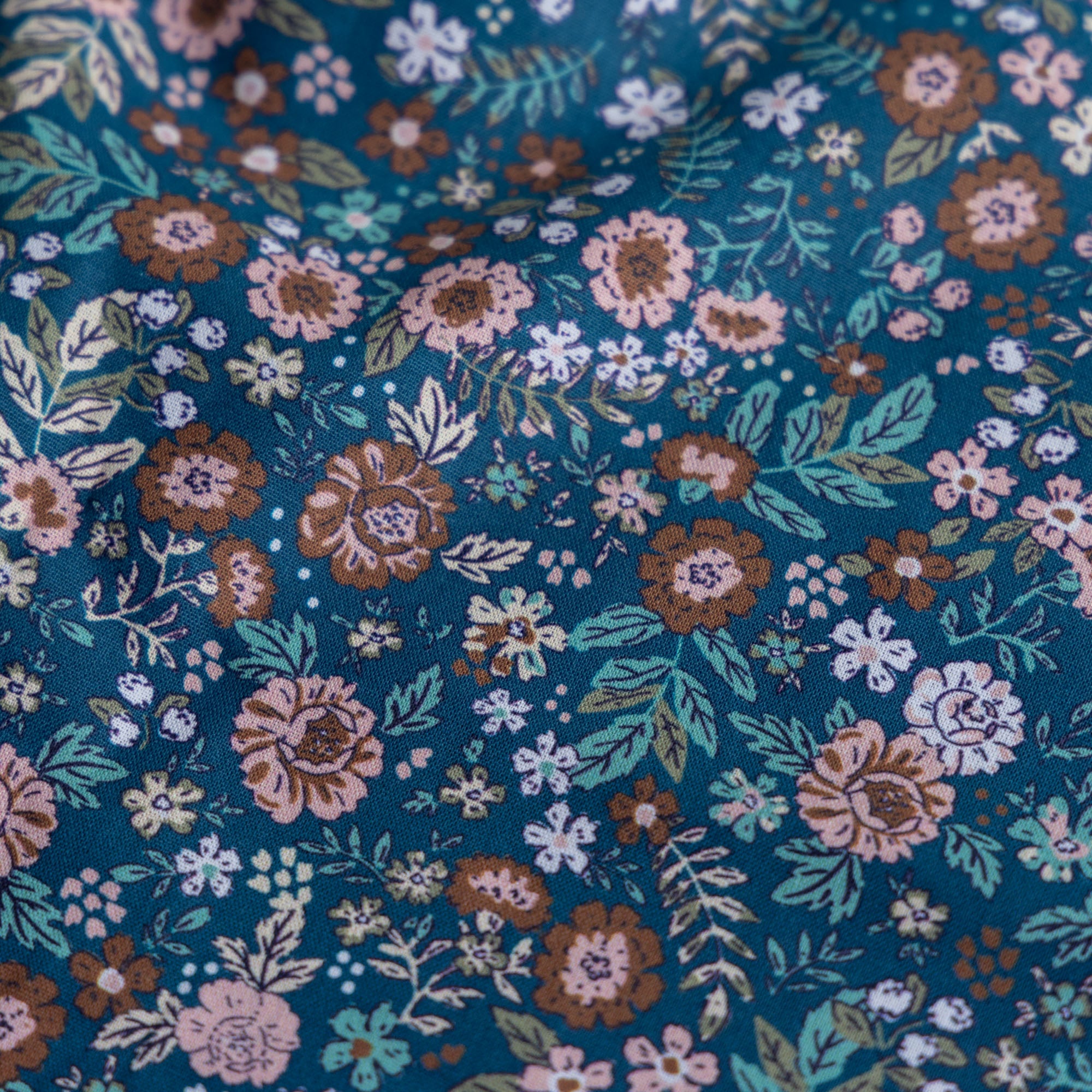 Katoen bloemen barjay blauw