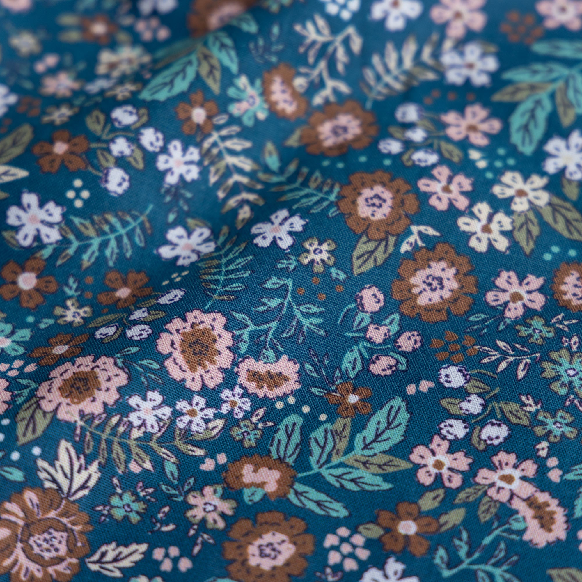 Katoen bloemen barjay blauw