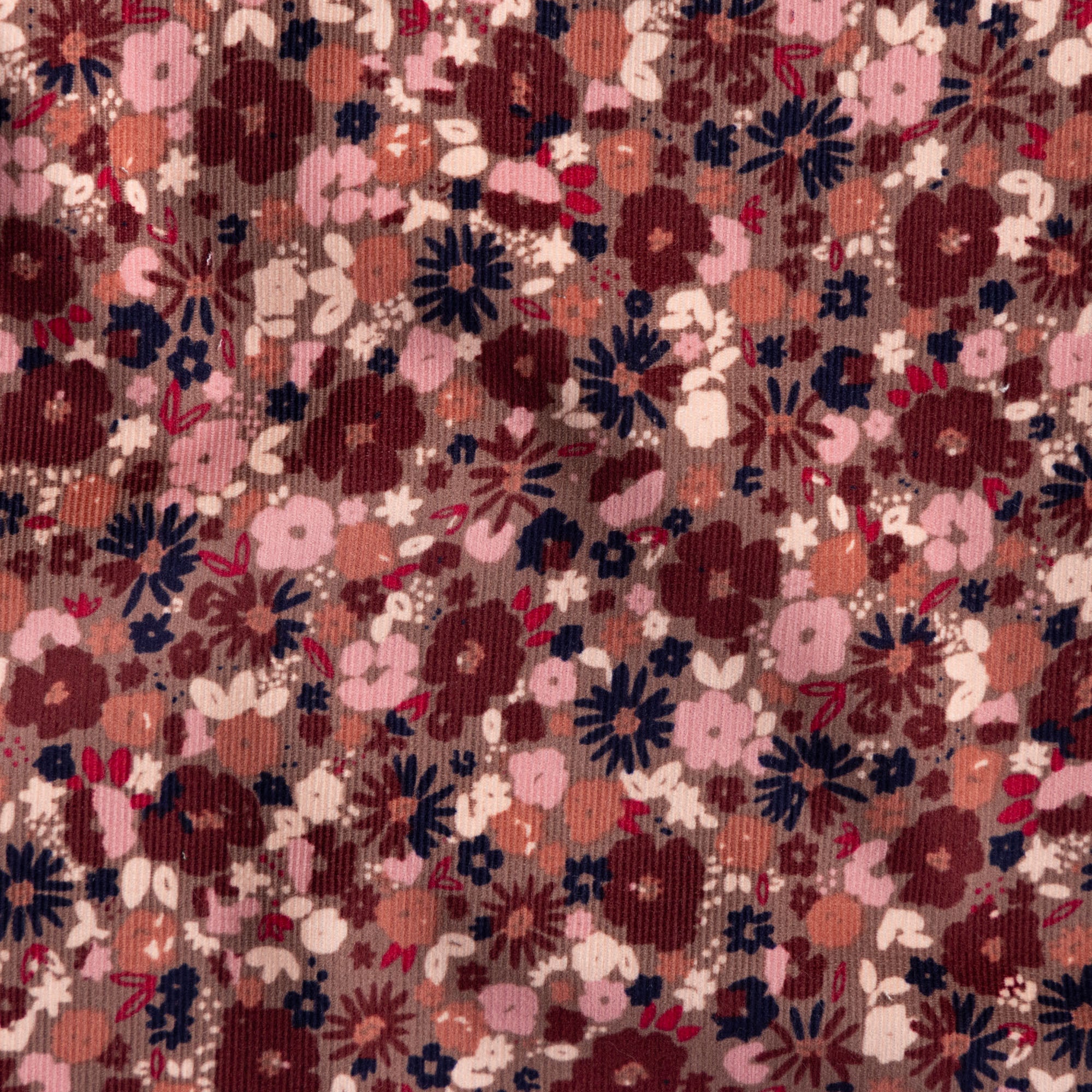 Babycord velour mizet bloemen mocha