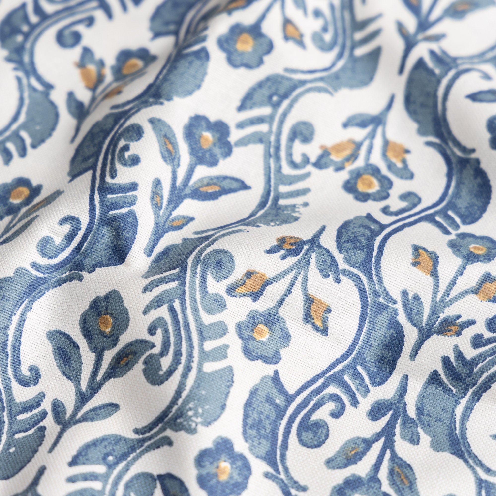 Half panama canvas bloemen kandla blauw