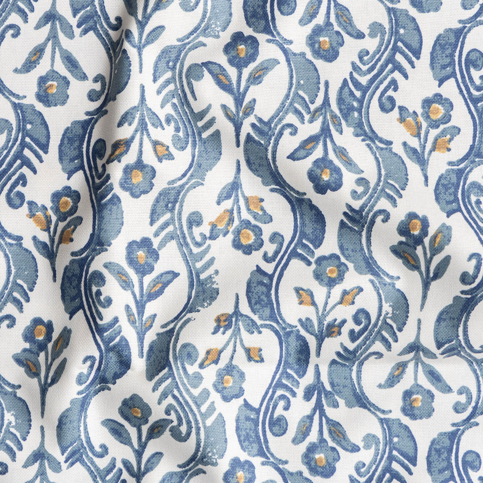Half panama canvas bloemen kandla blauw