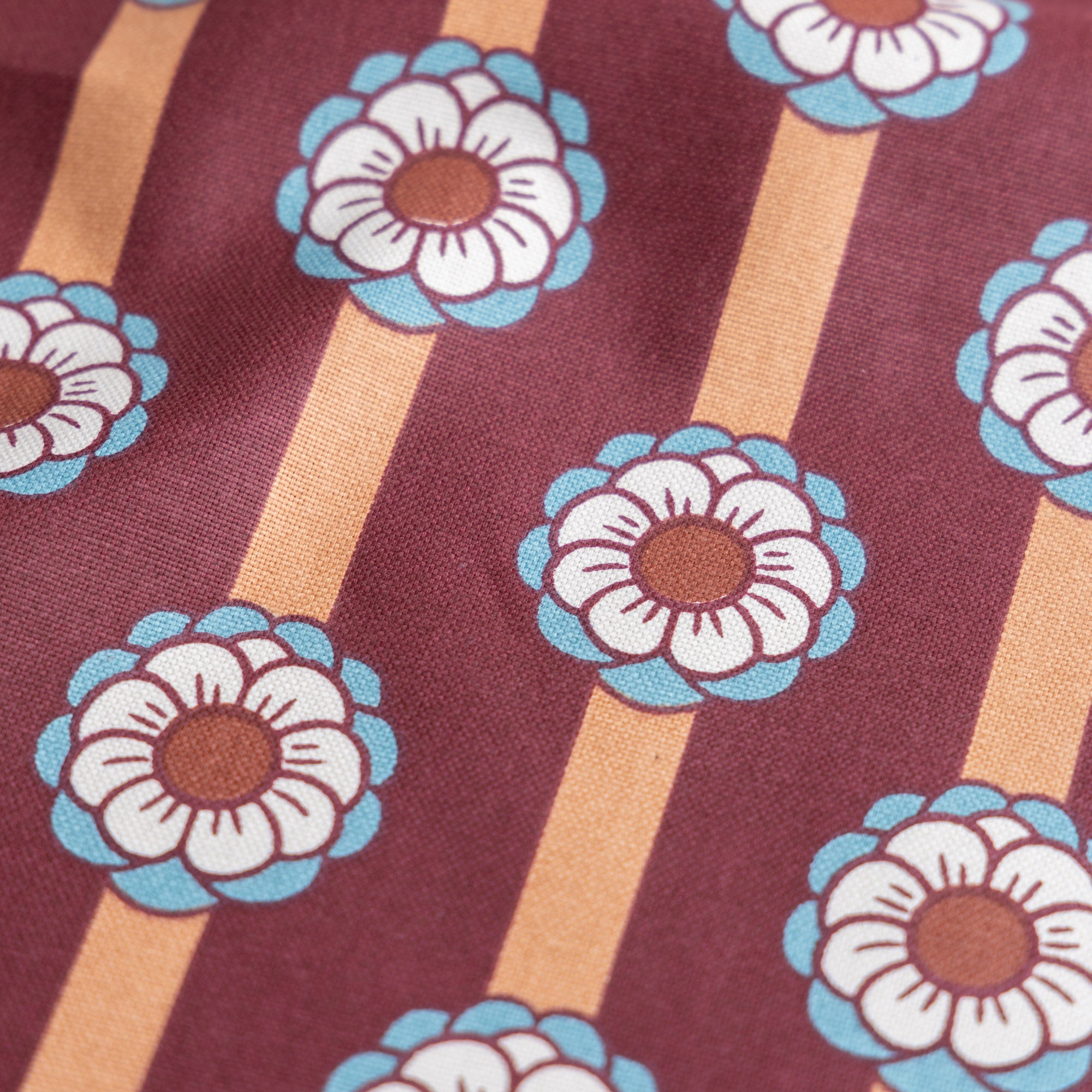 Half panama canvas bloemen bordeaux