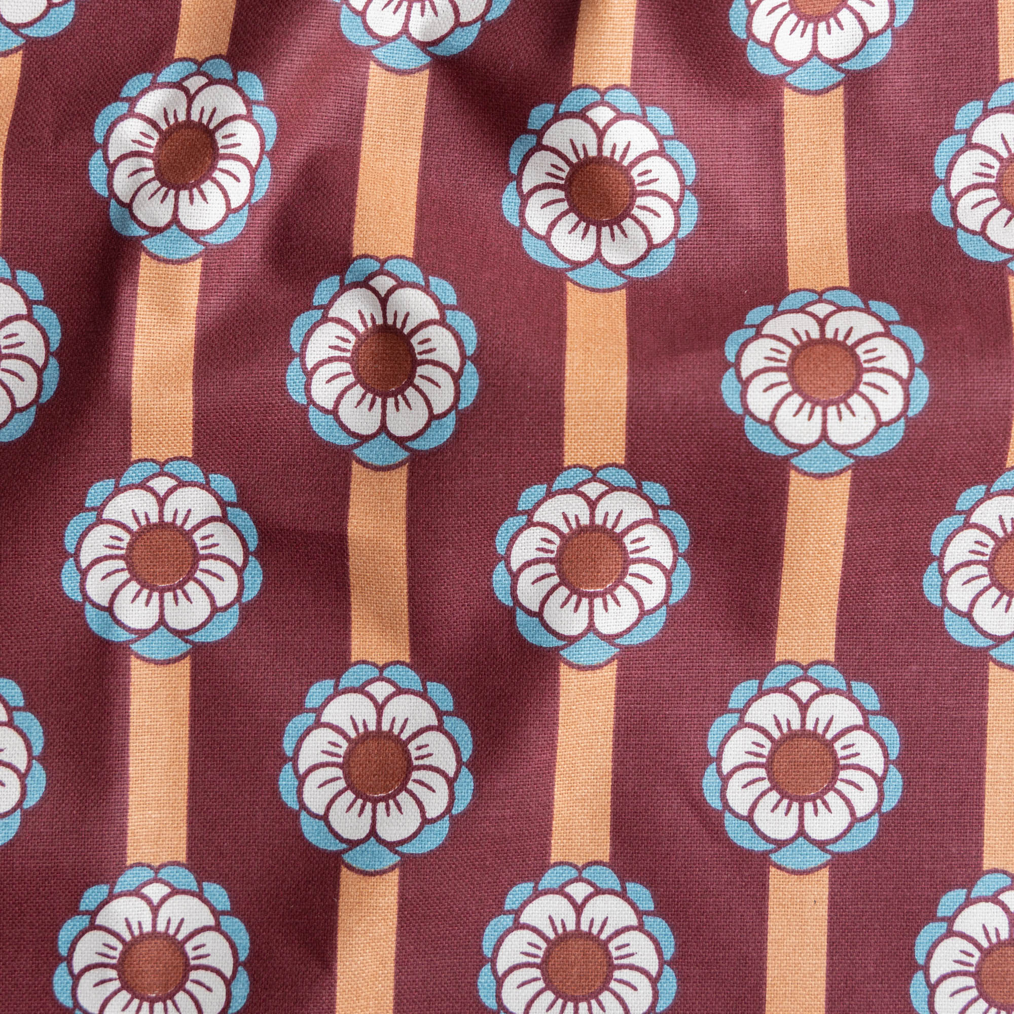 Half panama canvas bloemen bordeaux