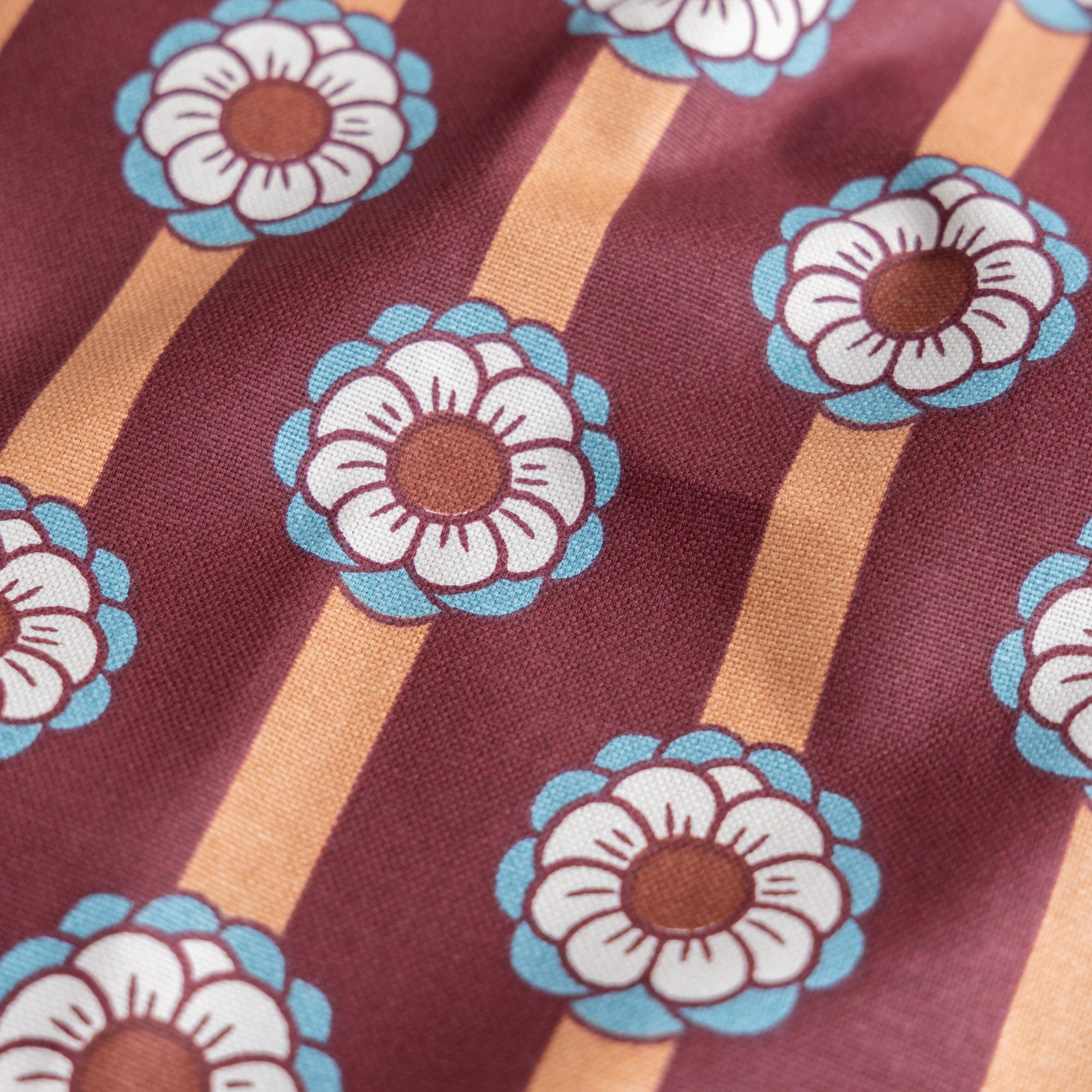 Half panama canvas bloemen bordeaux
