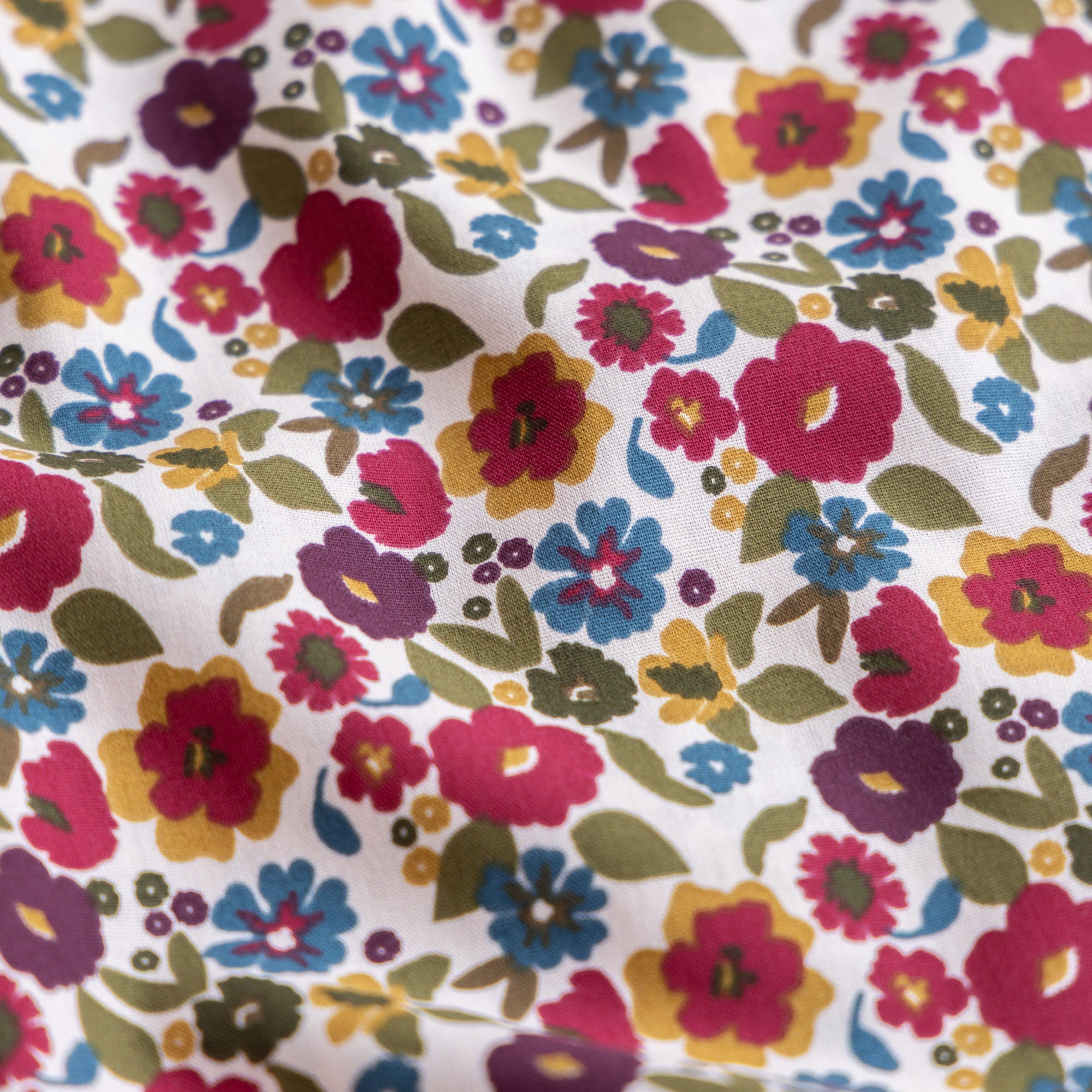 Katoen bloemen jany ecru/bordeaux