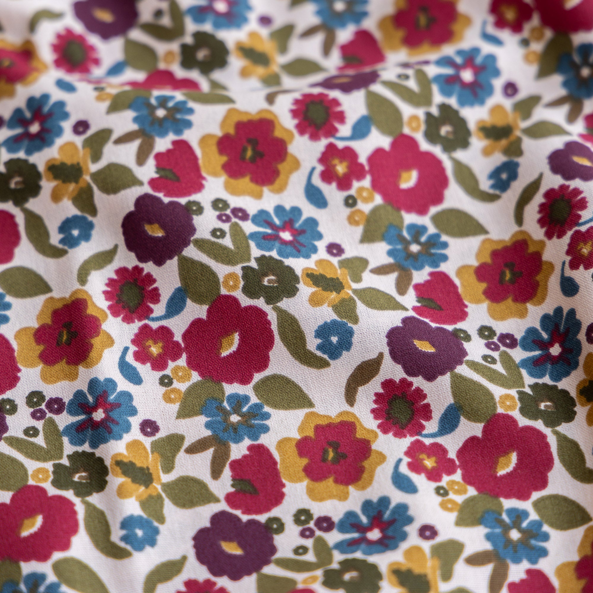 Katoen bloemen jany ecru/bordeaux