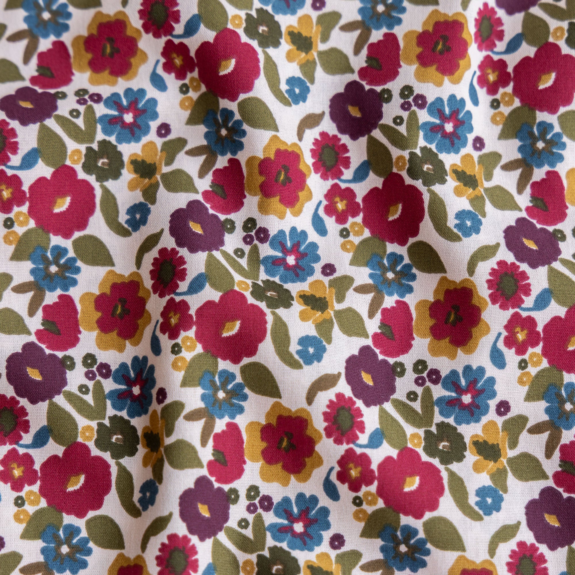Katoen bloemen jany ecru/bordeaux
