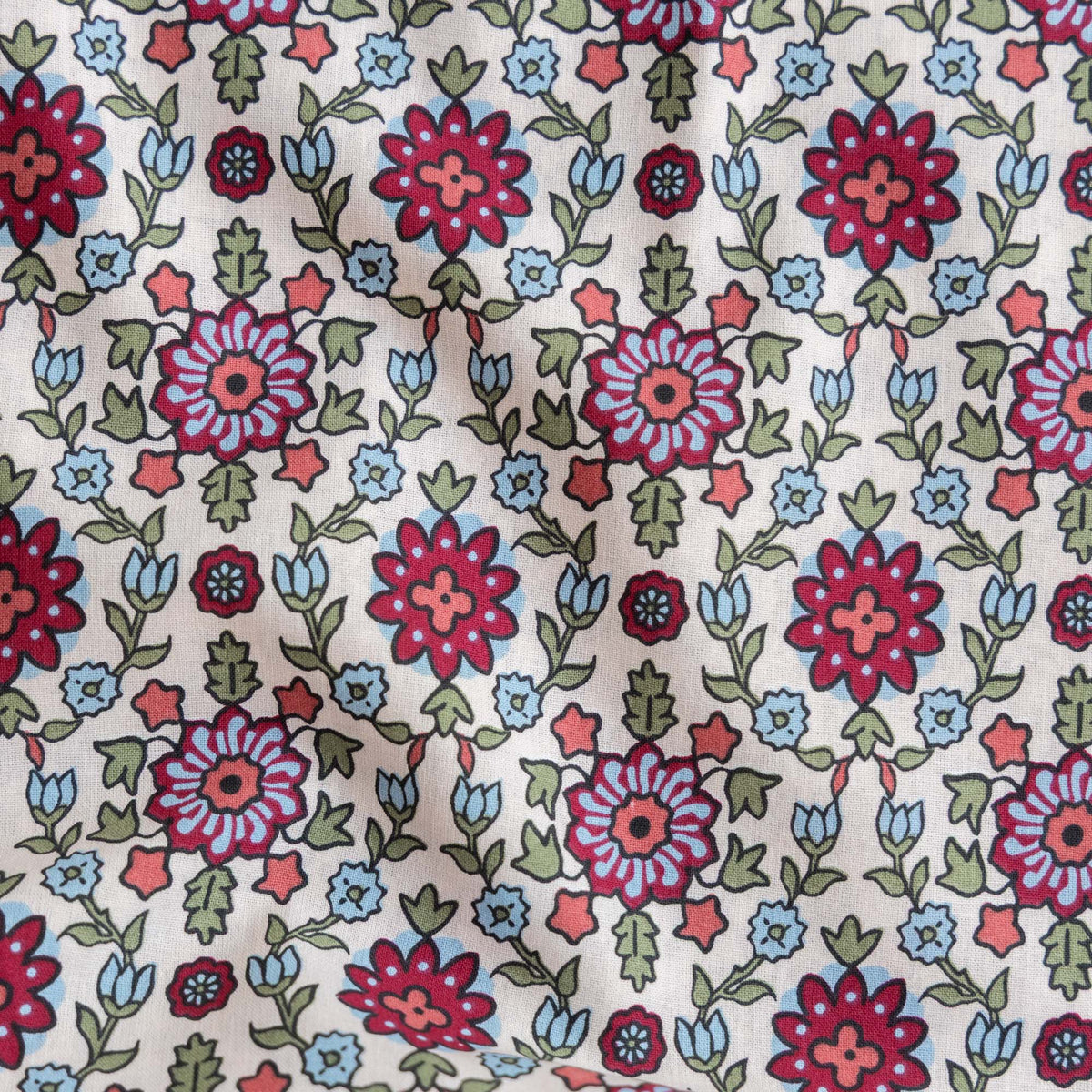 Katoen bloemen kumba bordeaux