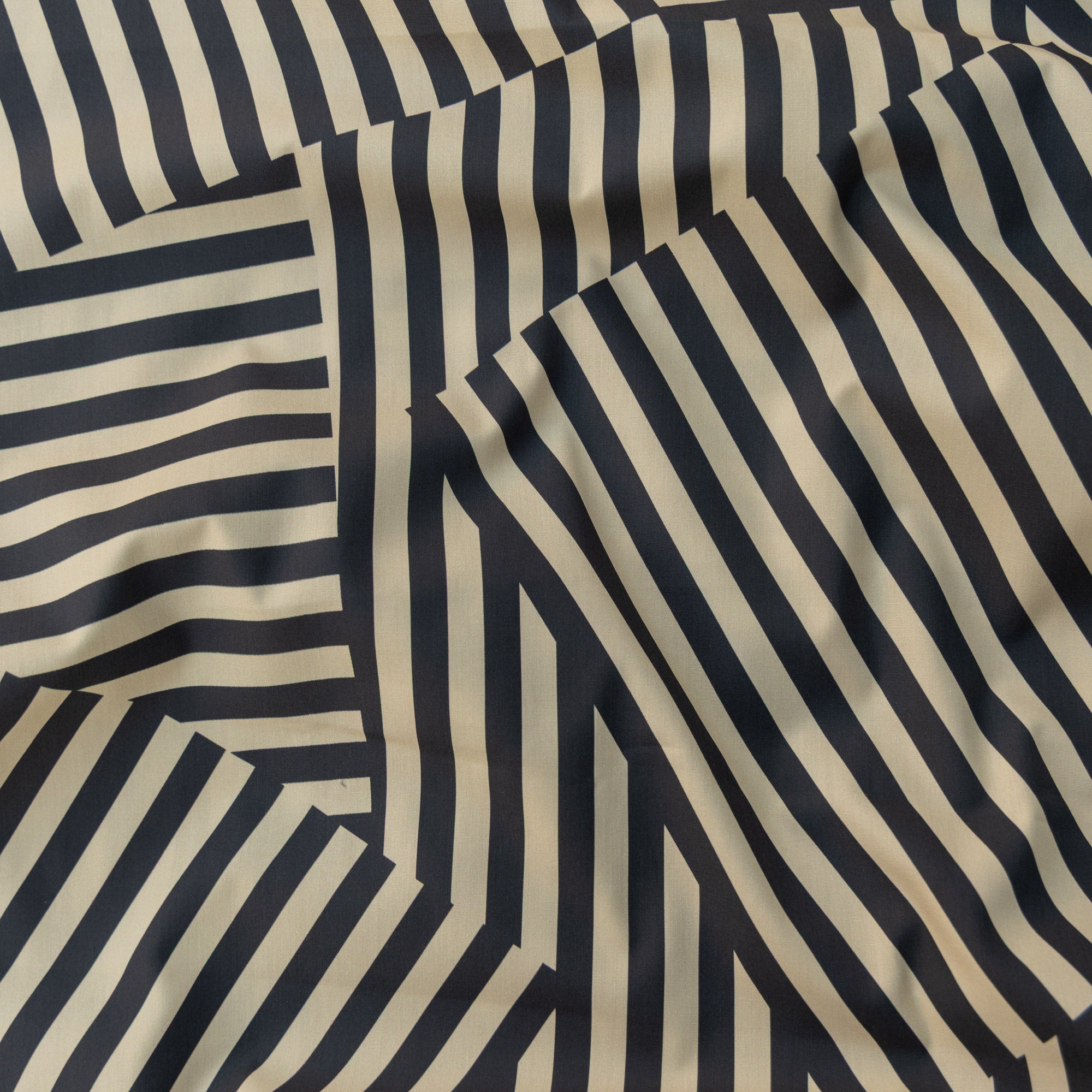 Poplin abstracte strepen grijs/ecru