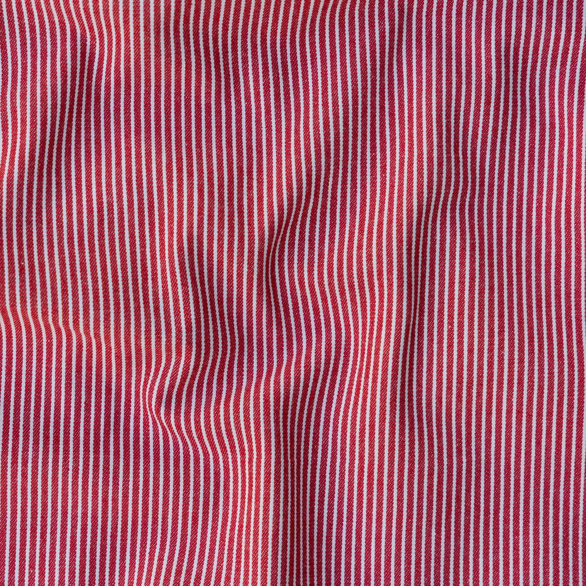 Denim yarn dyed strepen rood