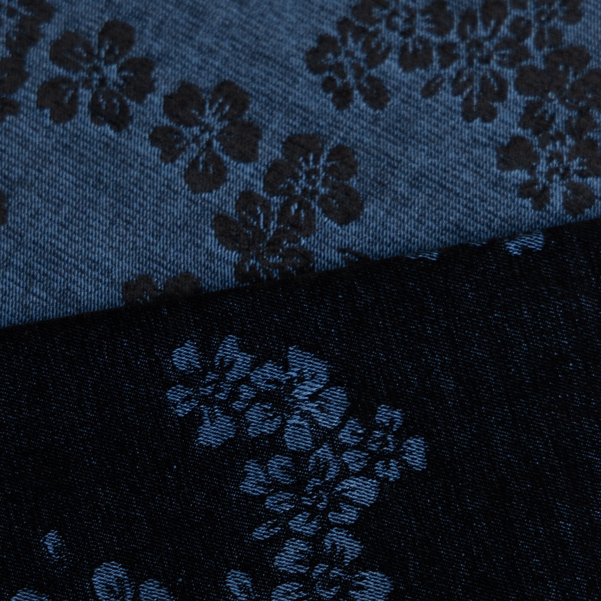 Chenille jacquard denim bloemen jeansblauw
