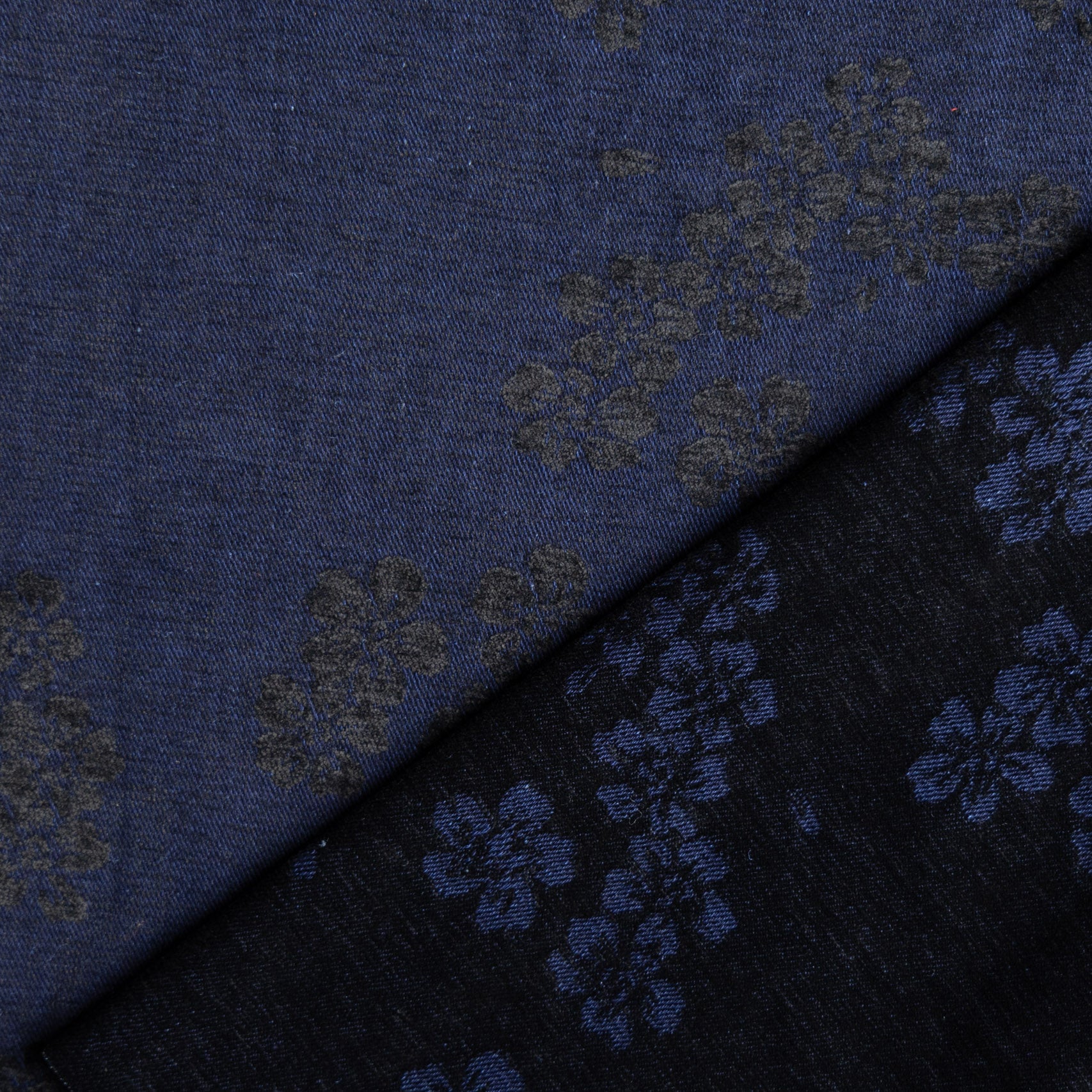 Chenille jacquard denim donker jeansblauw
