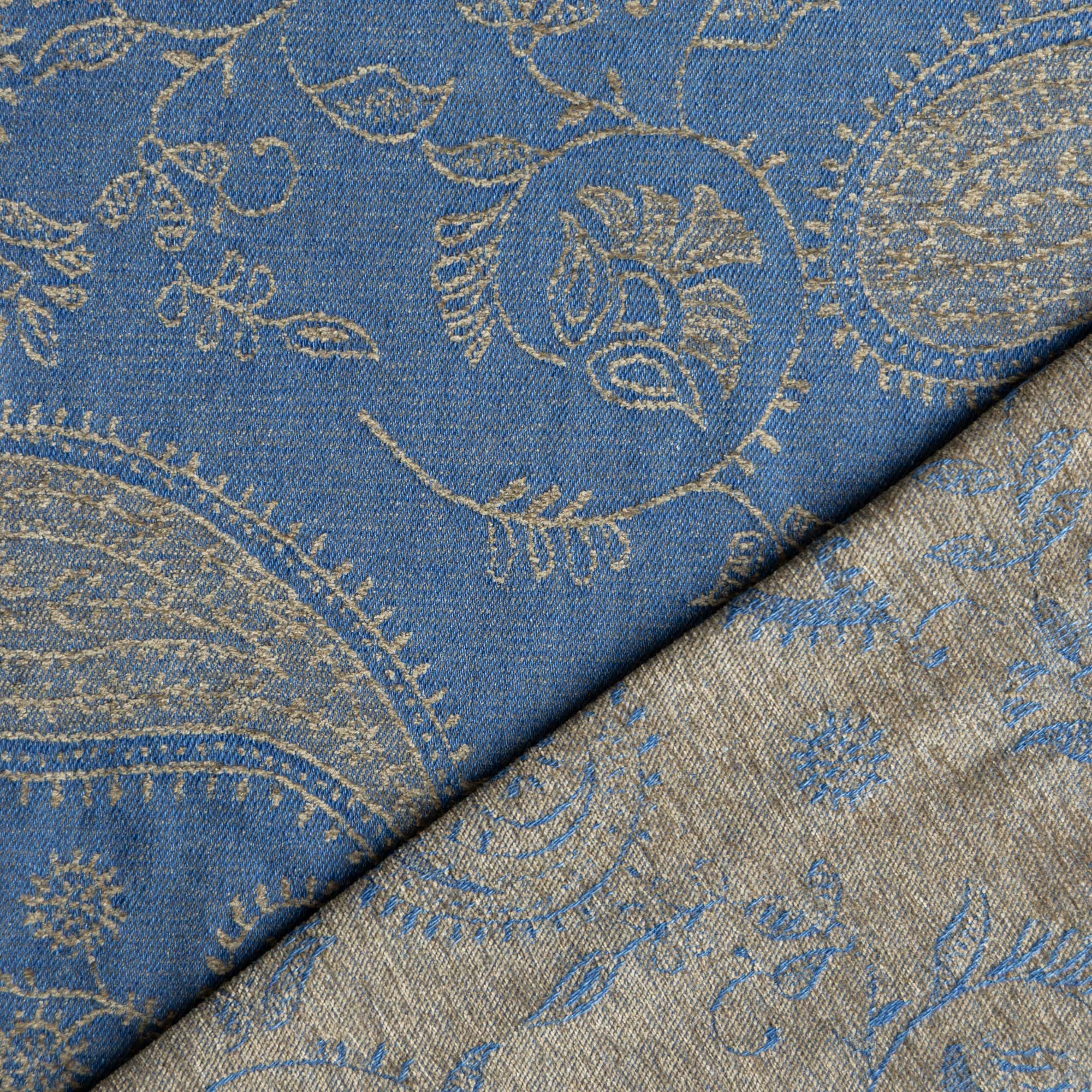 Chenille denim paisley jeansblauw