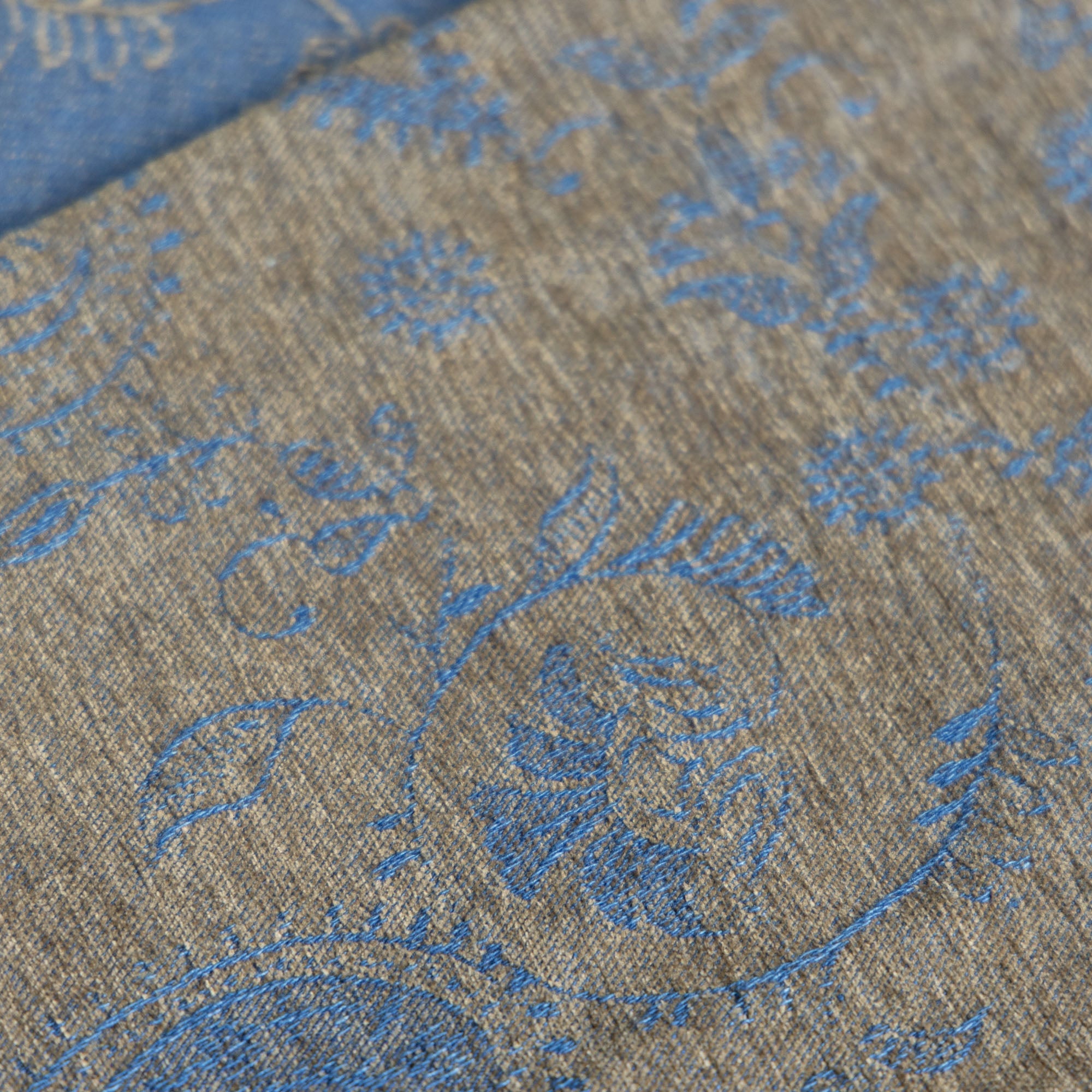 Chenille denim paisley jeansblauw