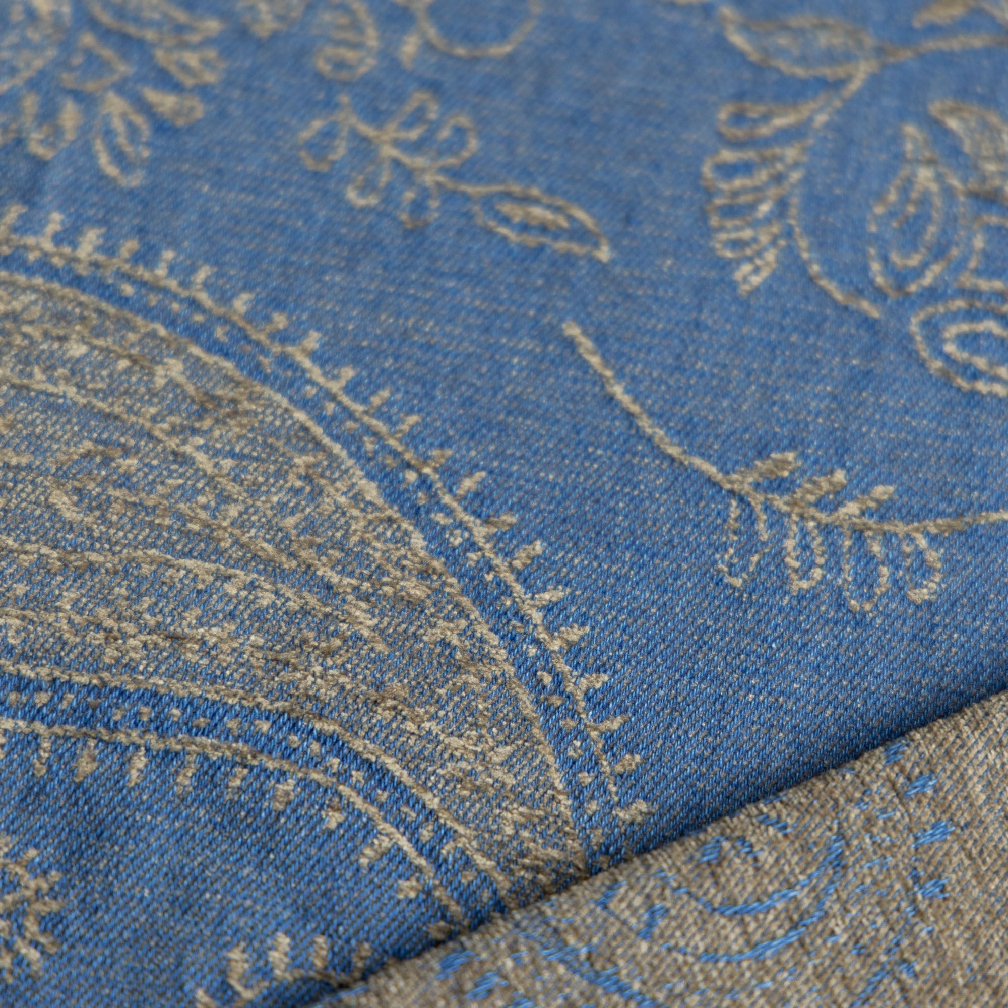 Chenille denim paisley jeansblauw