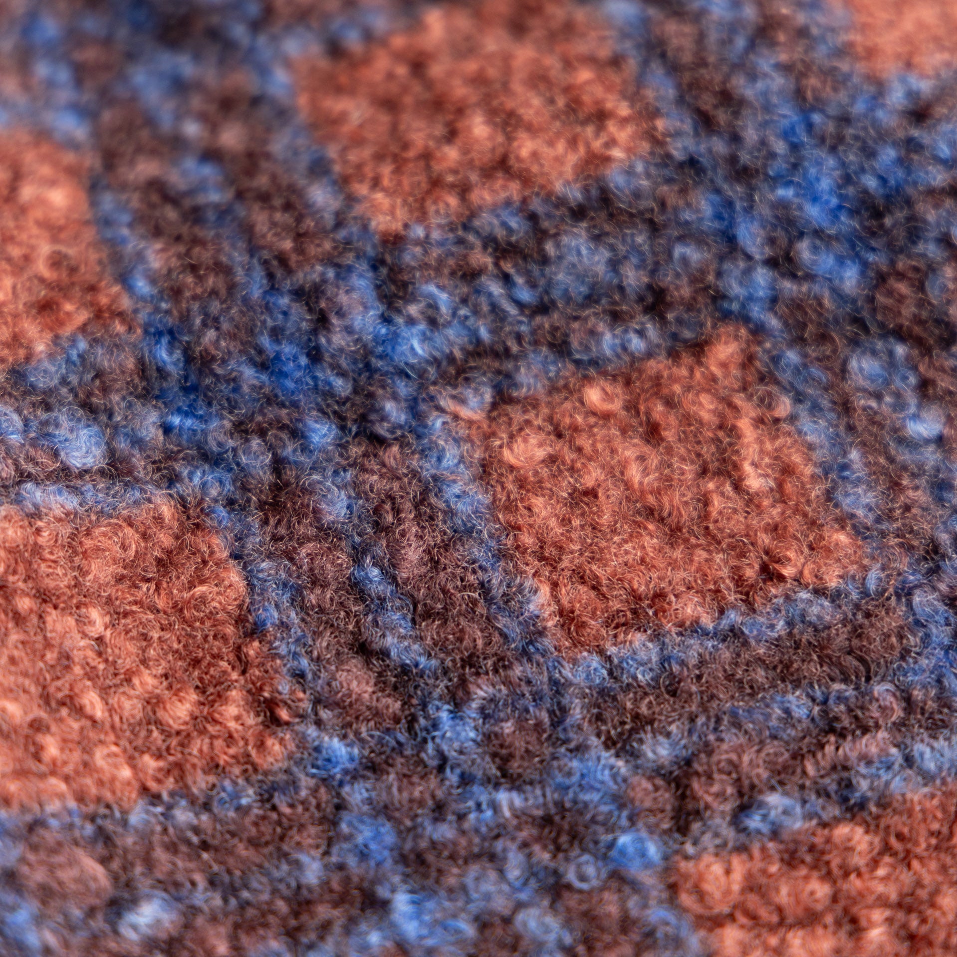 Bouclé ruit bruin/blauw
