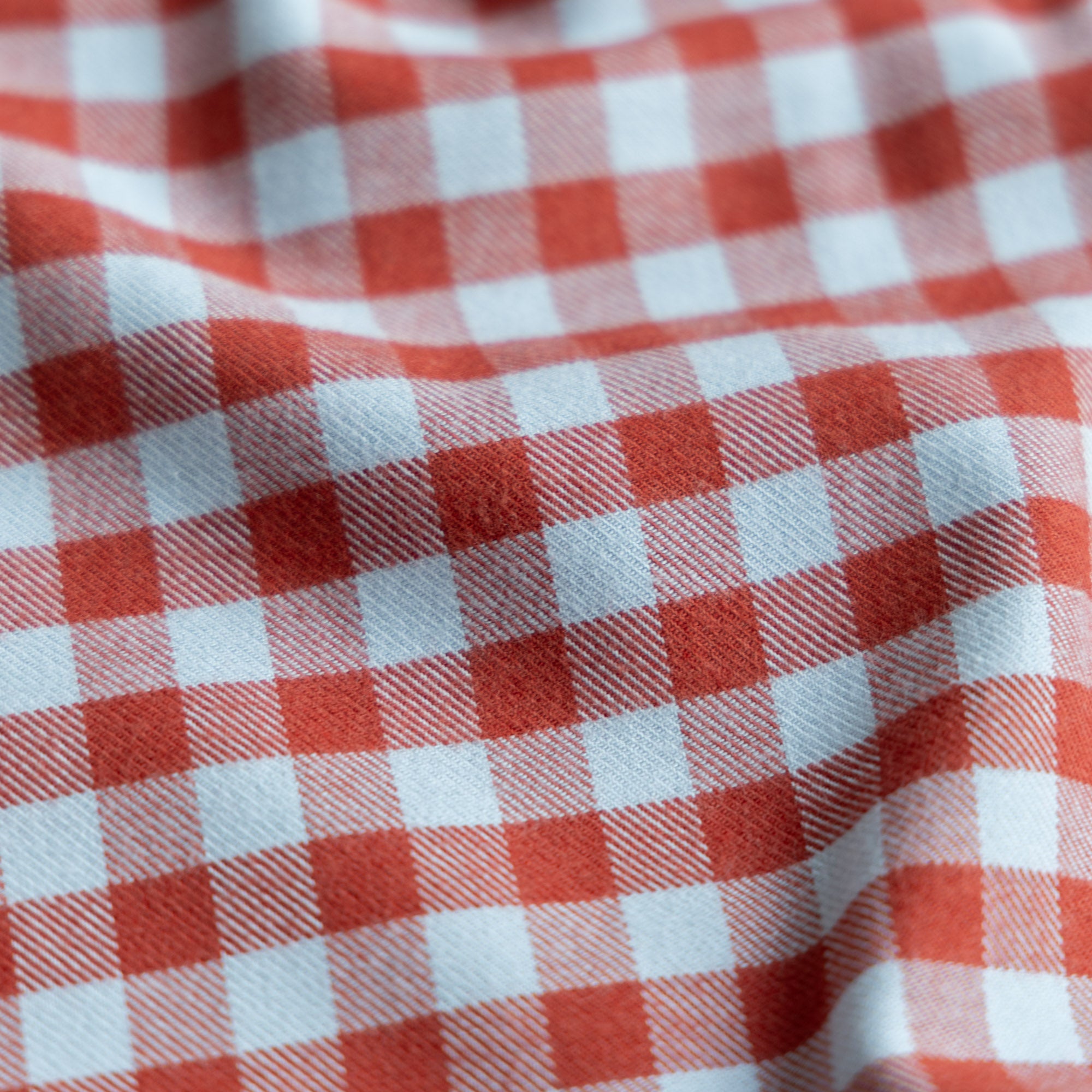 Flanel ruit steenrood/blauw