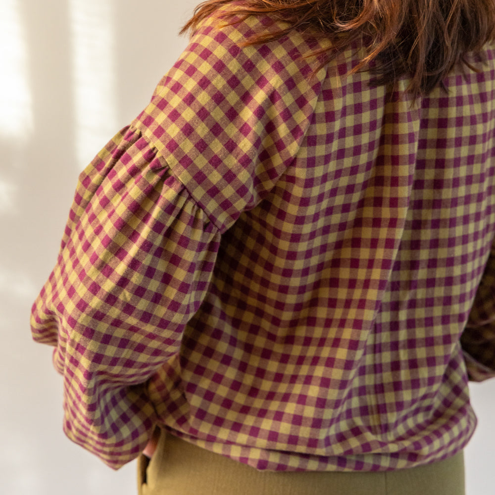 Coupon 60 cm Flanel ruit bonbon/cerise