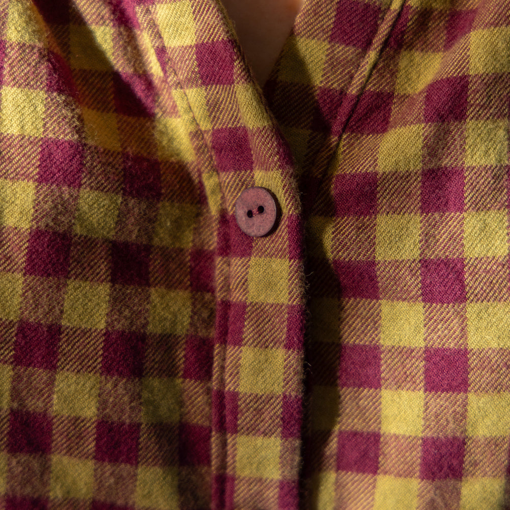 Coupon 175 cm Flanel ruit olijfgroen/aubergine