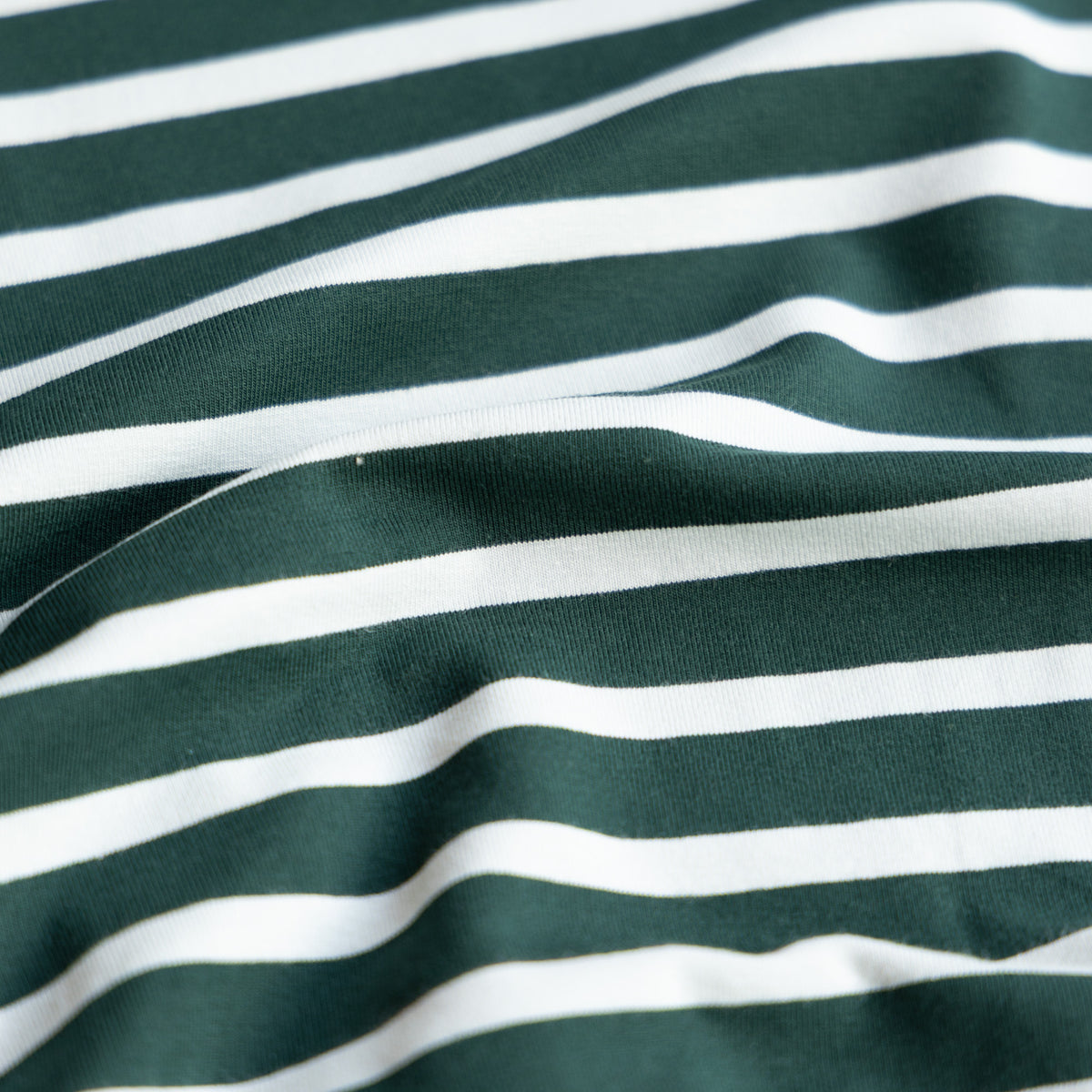 Jersey yarn dyed strepen donkergroen/offwhite