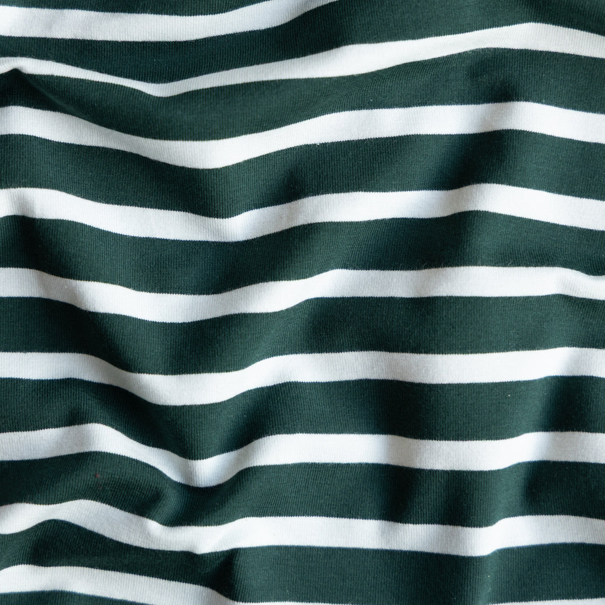 Jersey yarn dyed strepen donkergroen/offwhite