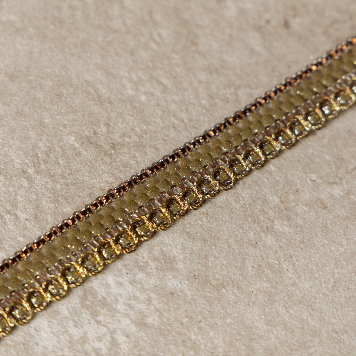 Galonband goud/bruin 17mm