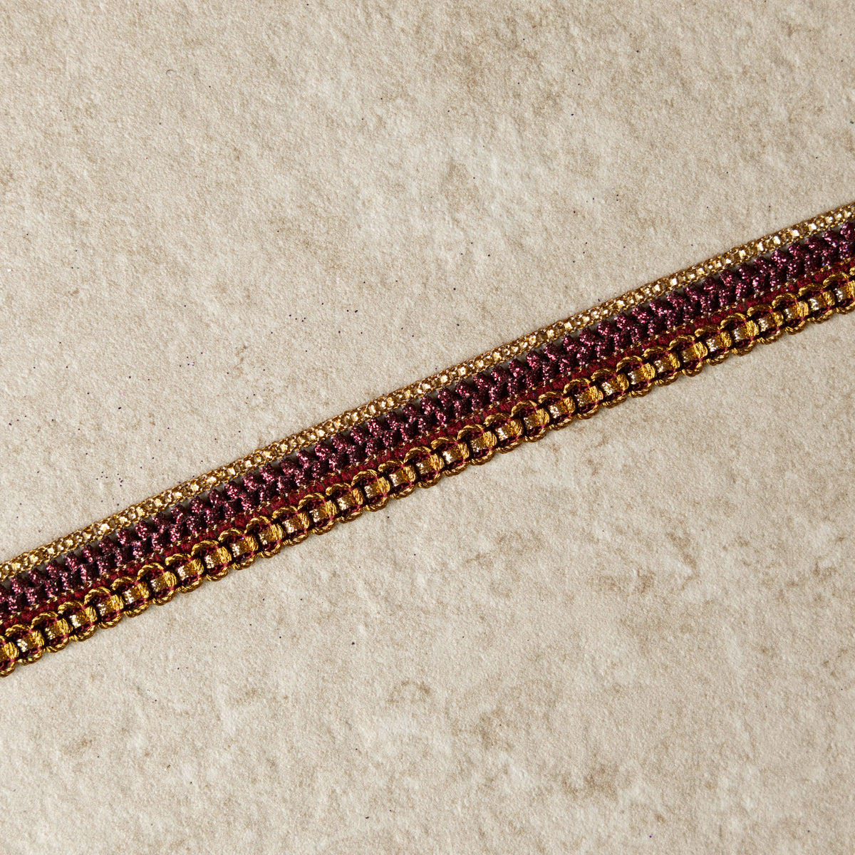 Galonband goud/burgundy 17mm