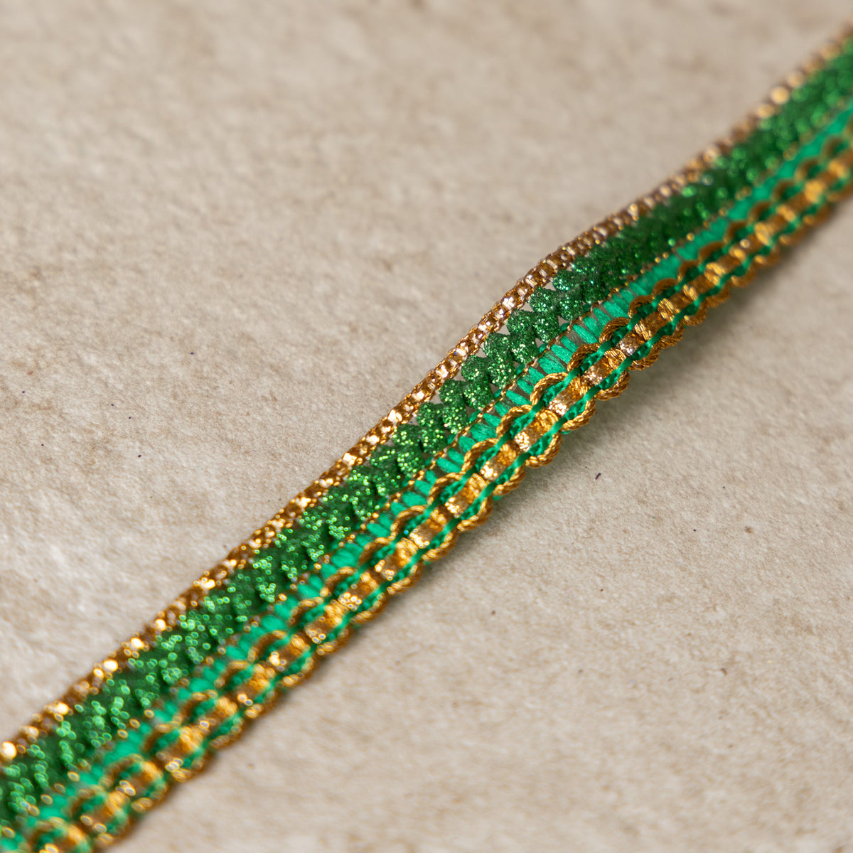 Galonband goud/groen 17mm
