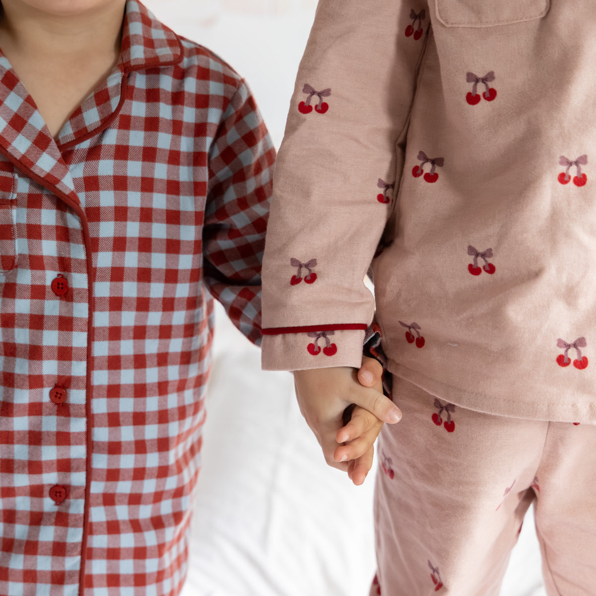 Flanel ruit steenrood/blauw