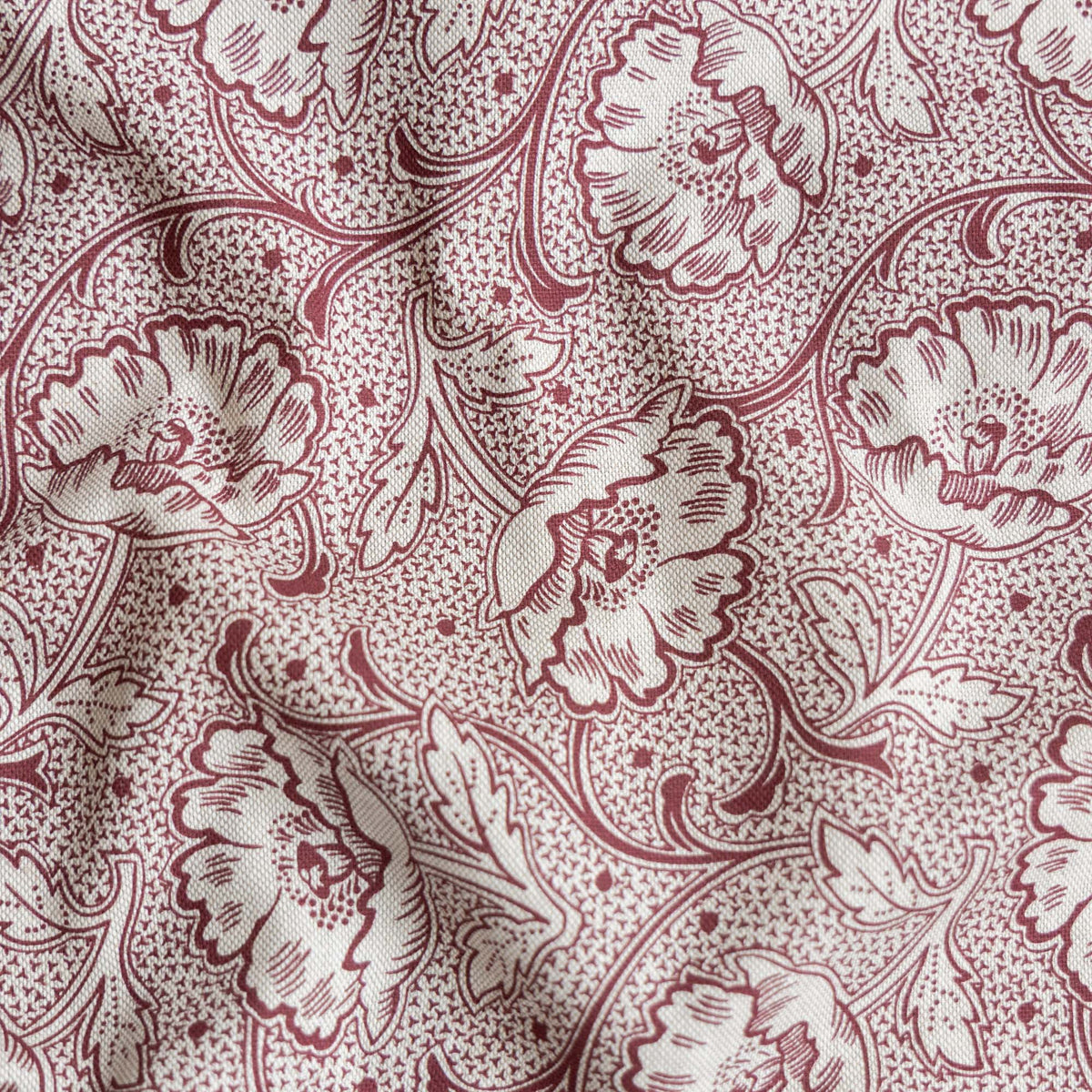 Linnenlook half panama bloemen wijnrood