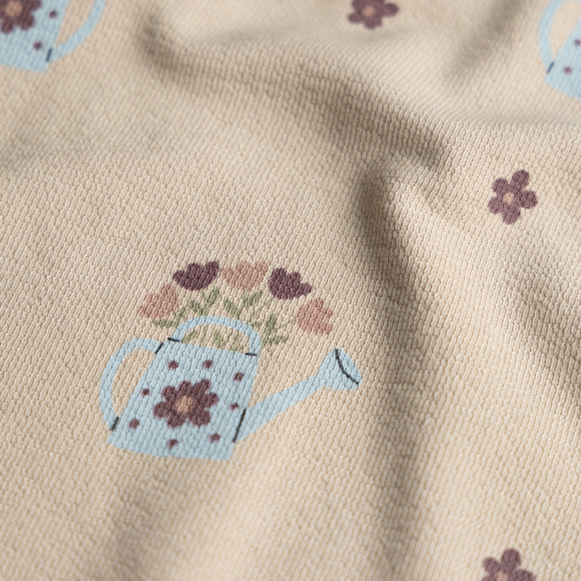 French terry crepe bloem beige
