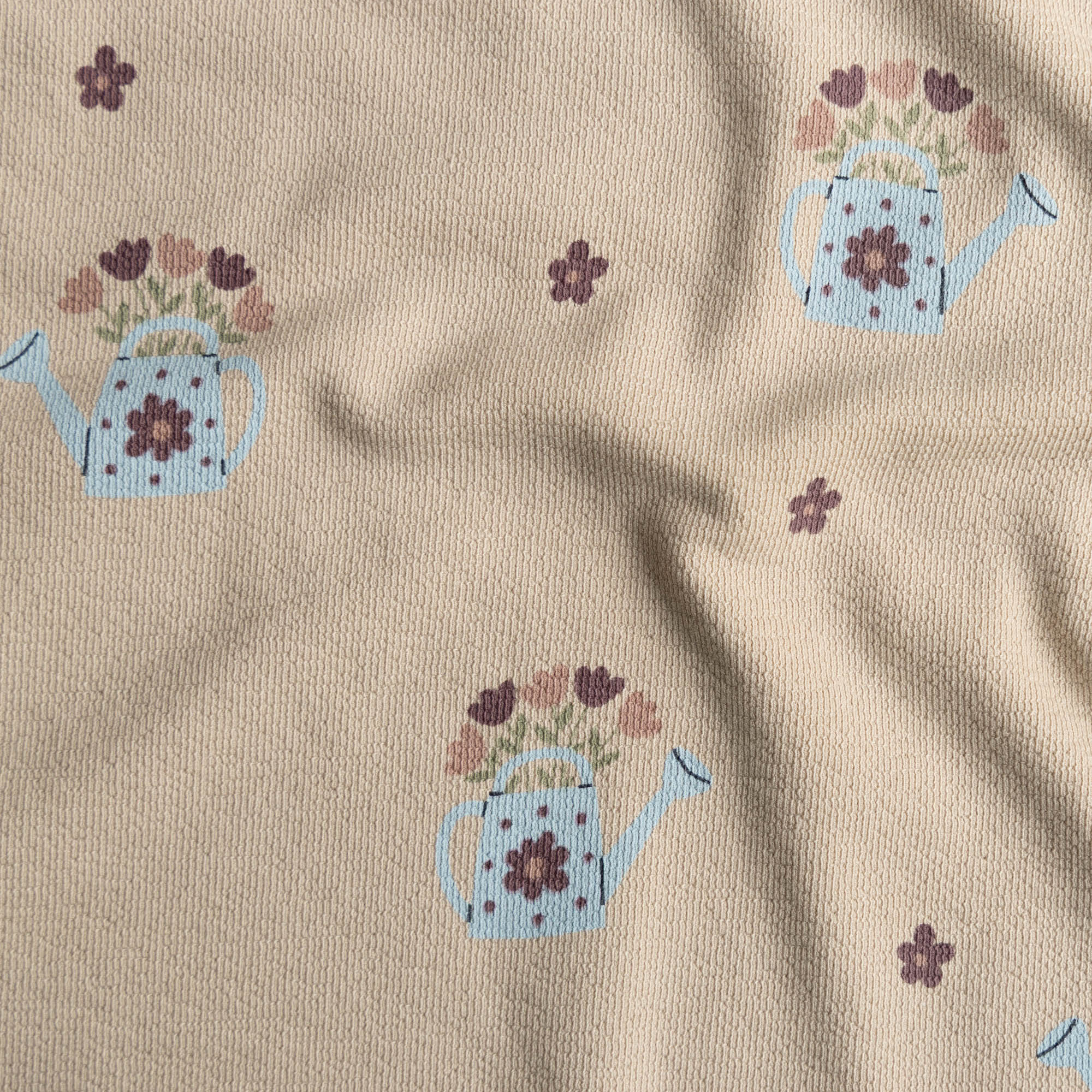 French terry crepe bloem beige
