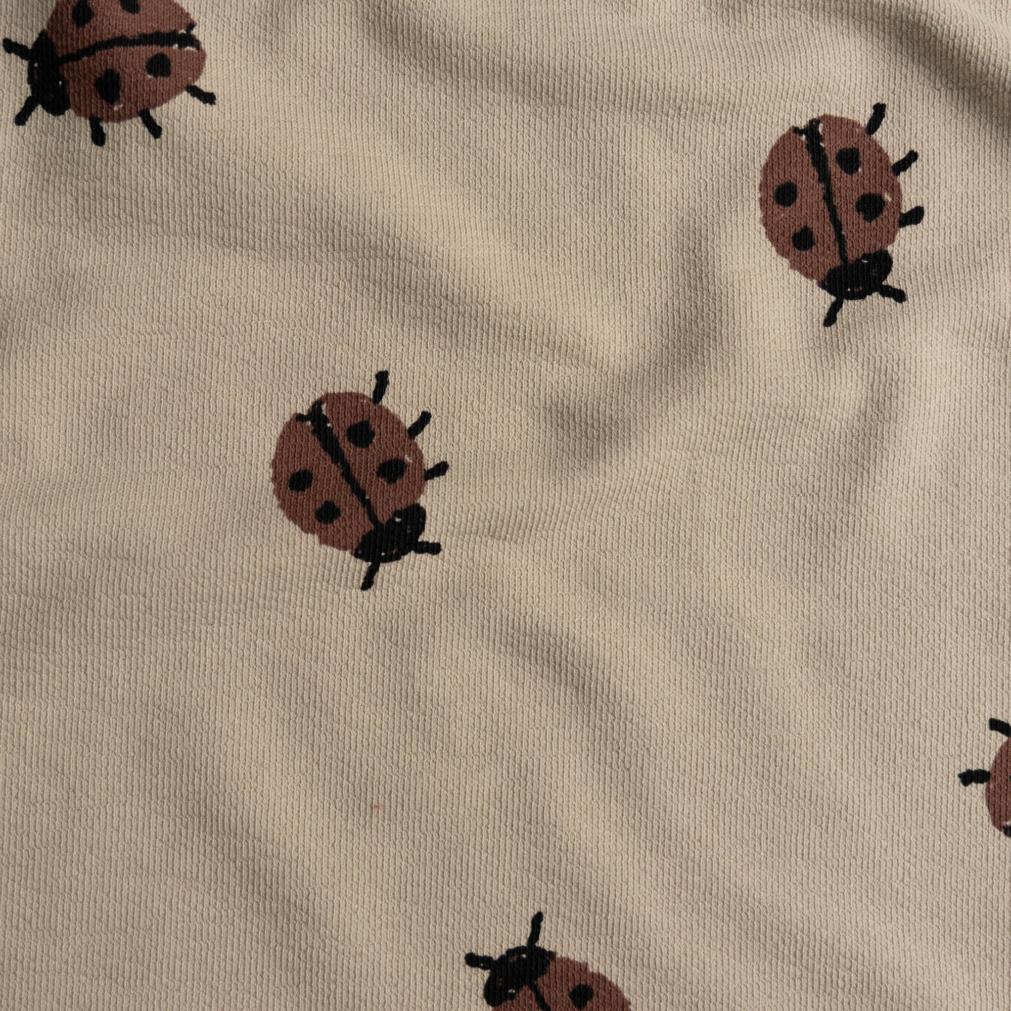 French terry crepe lieveheersbeestjes beige