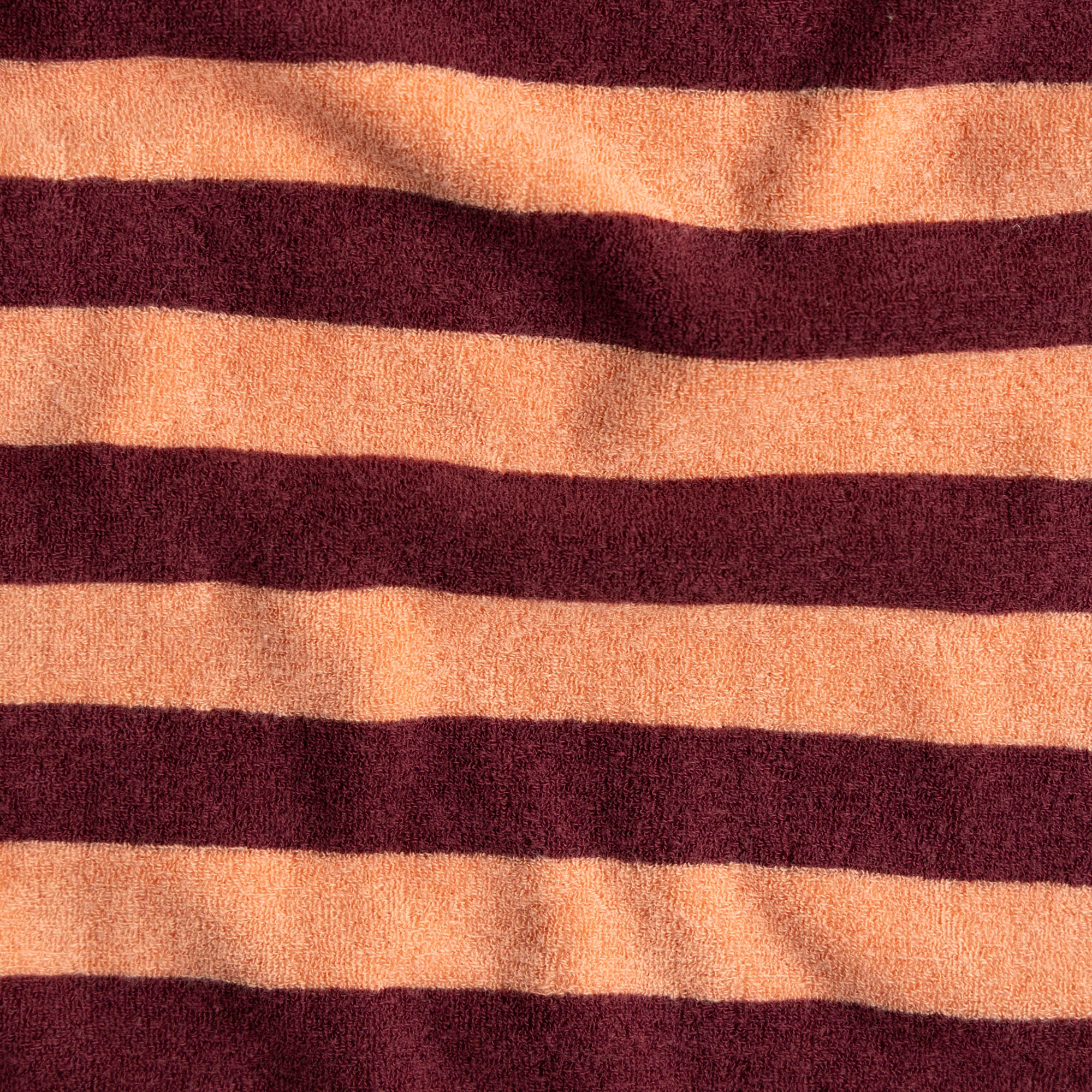 Badstof strepen burnt orange/bordeaux