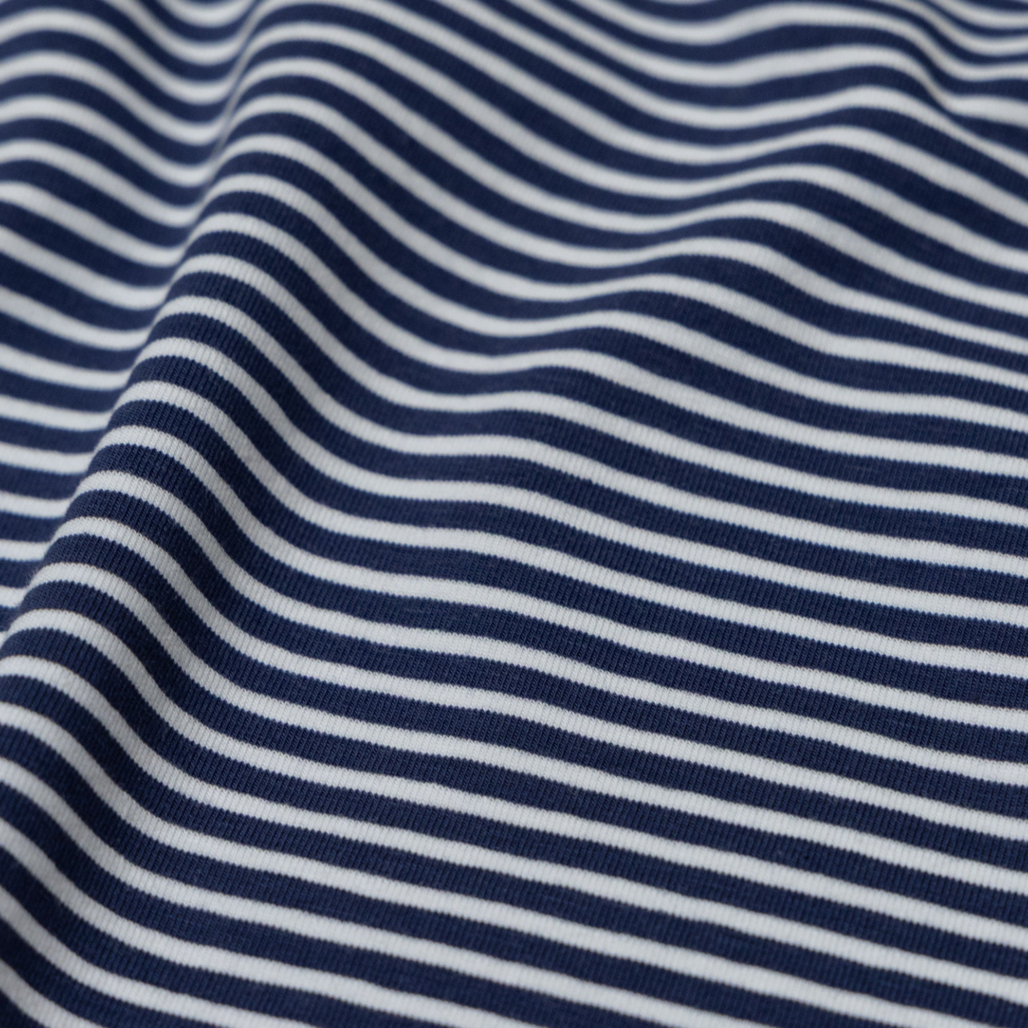 Jersey fijne strepen navy/wit