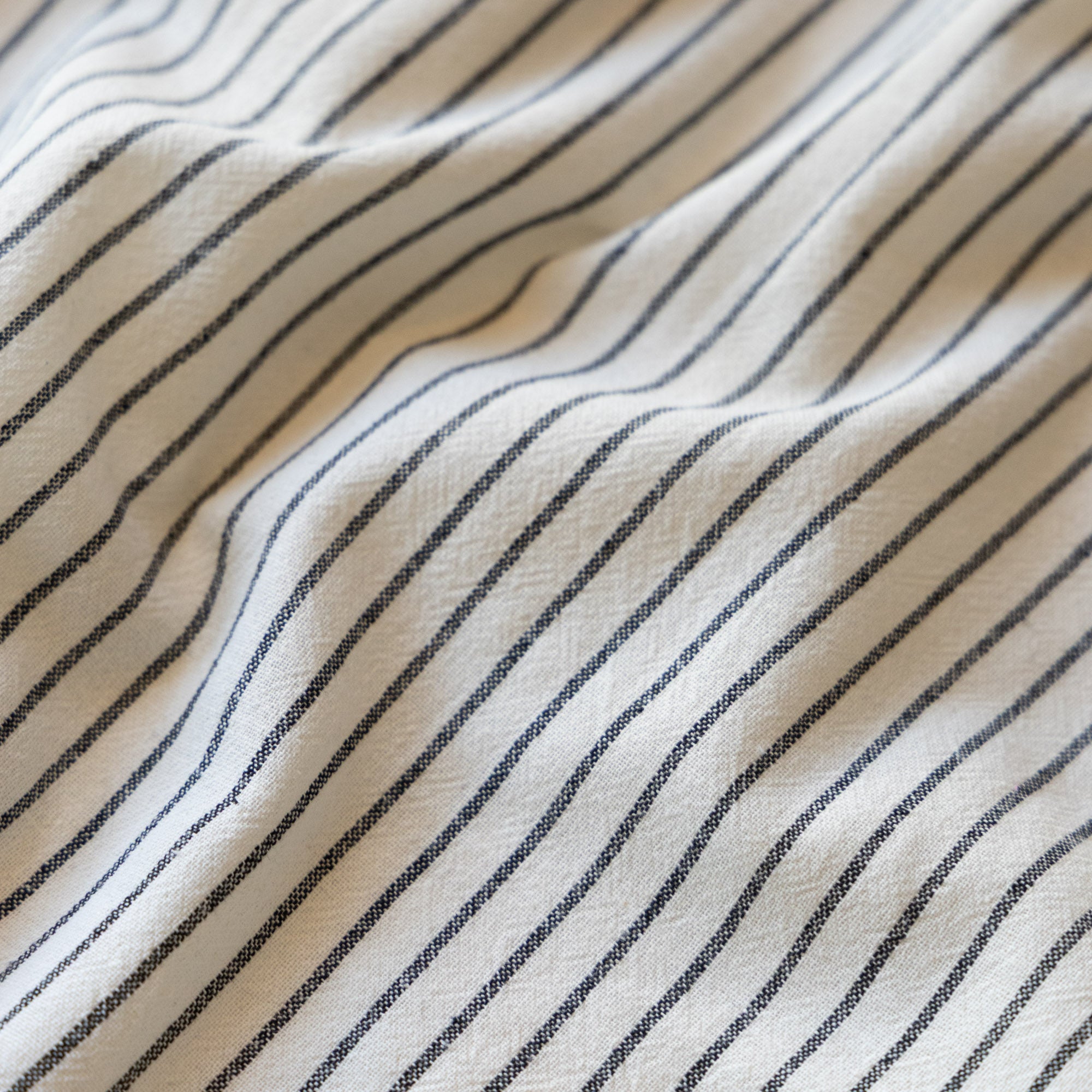 Geweven katoen strepen wit/zwart