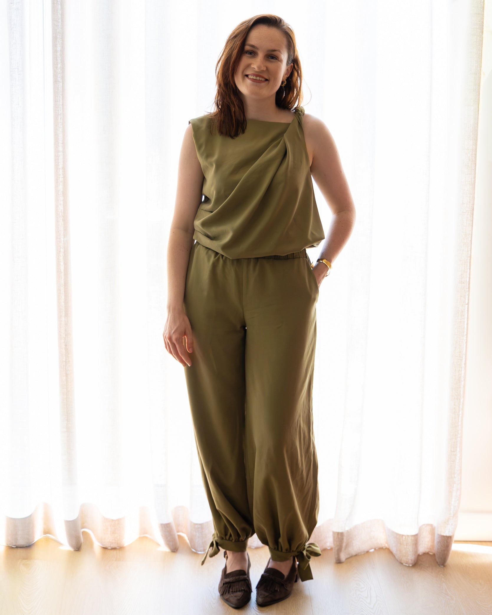 Heavy viscose twill olijfgroen