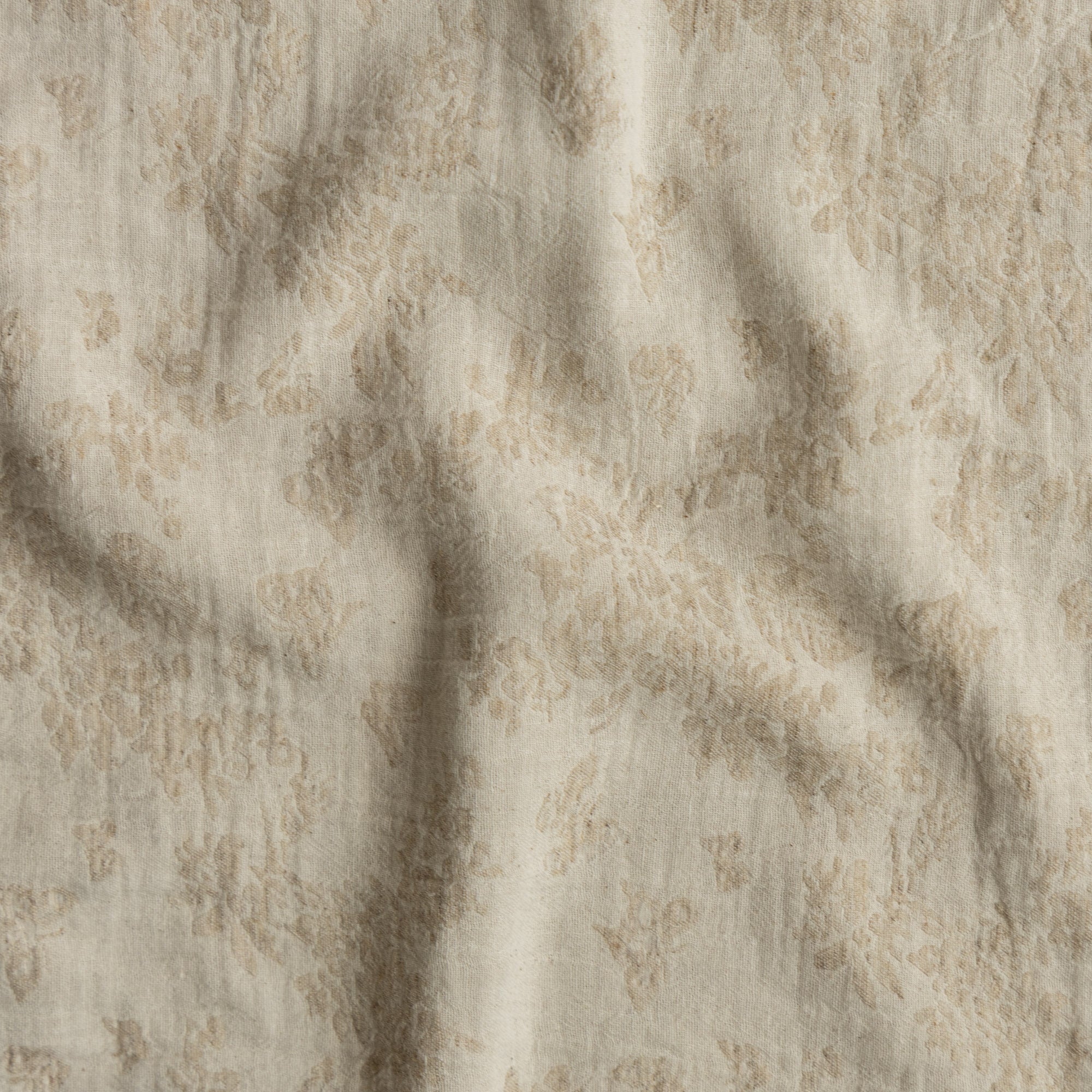 Katoen linnen jacquard bloemen naturel