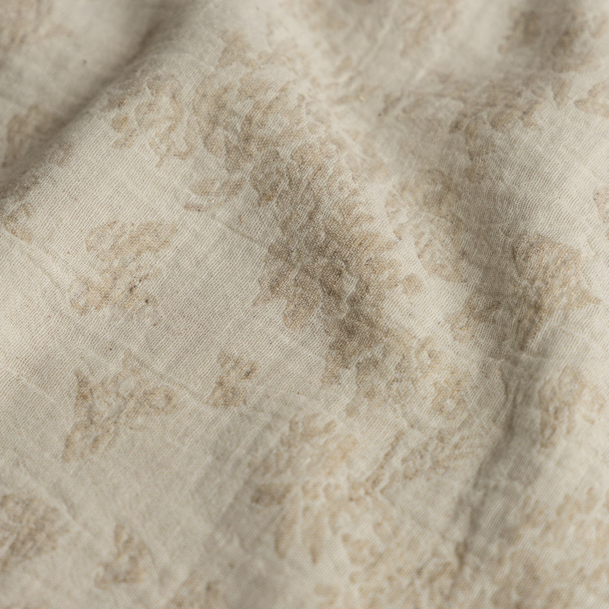 Katoen linnen jacquard bloemen naturel