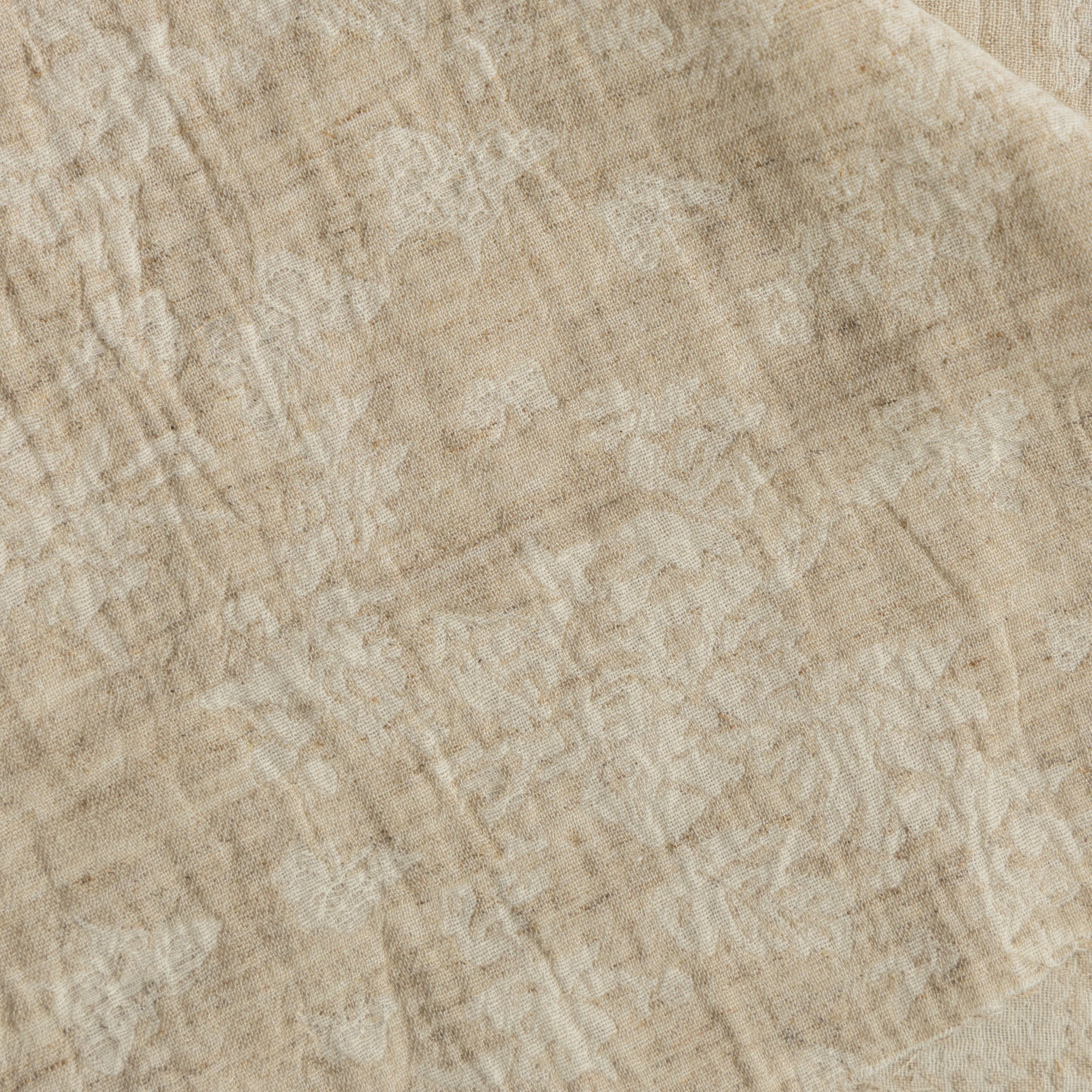 Katoen linnen jacquard bloemen naturel