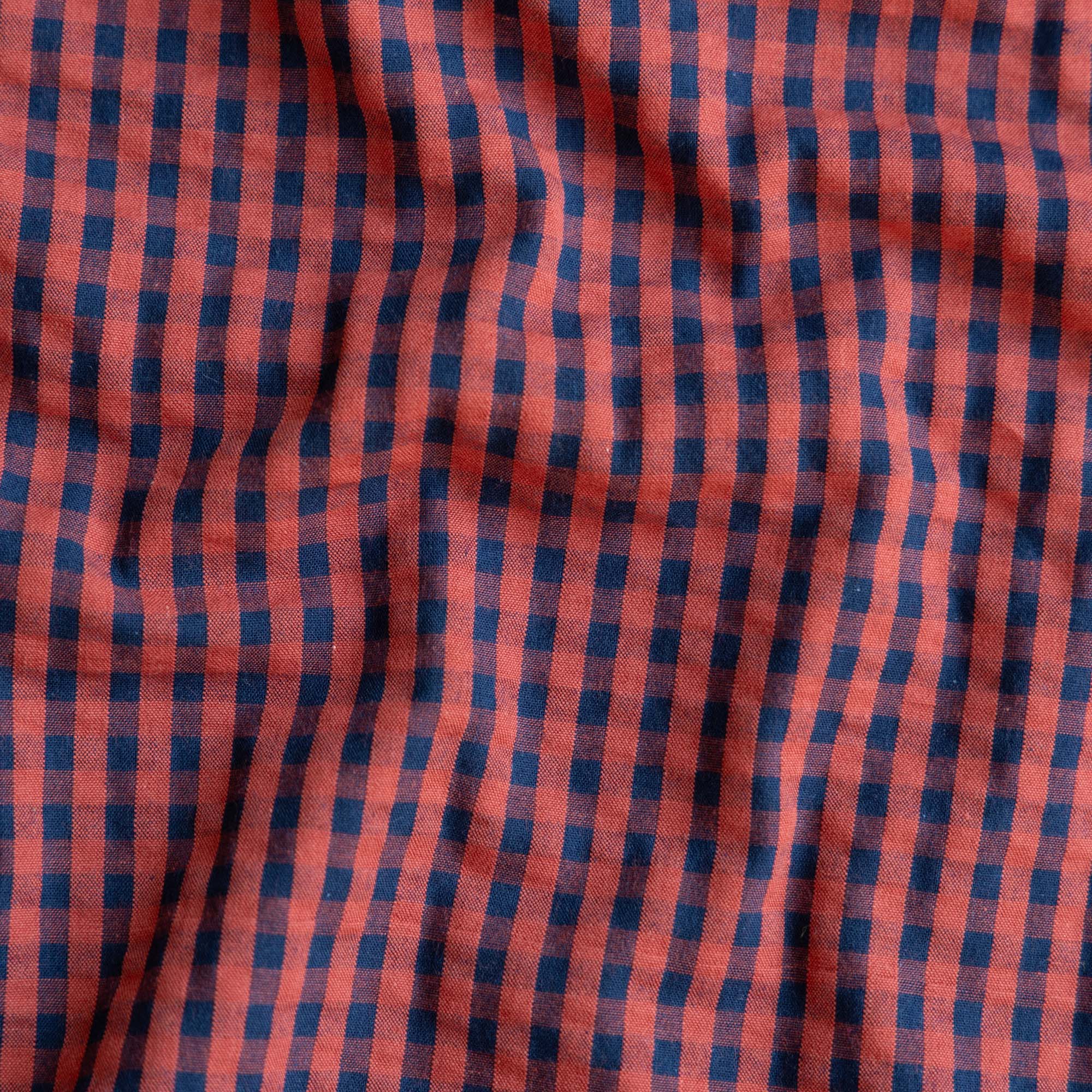 Seersucker ruit navy/rouge