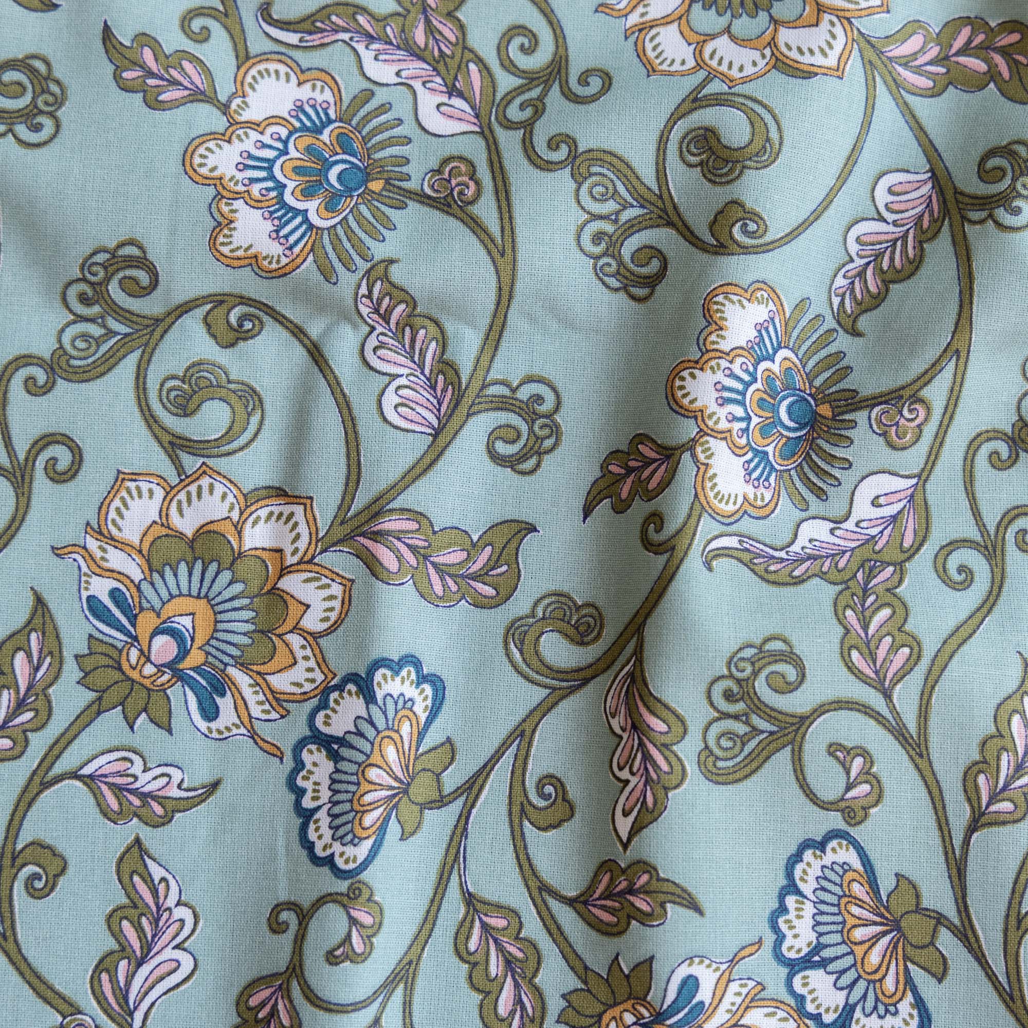 Katoen bloemen kinsta groen/brons