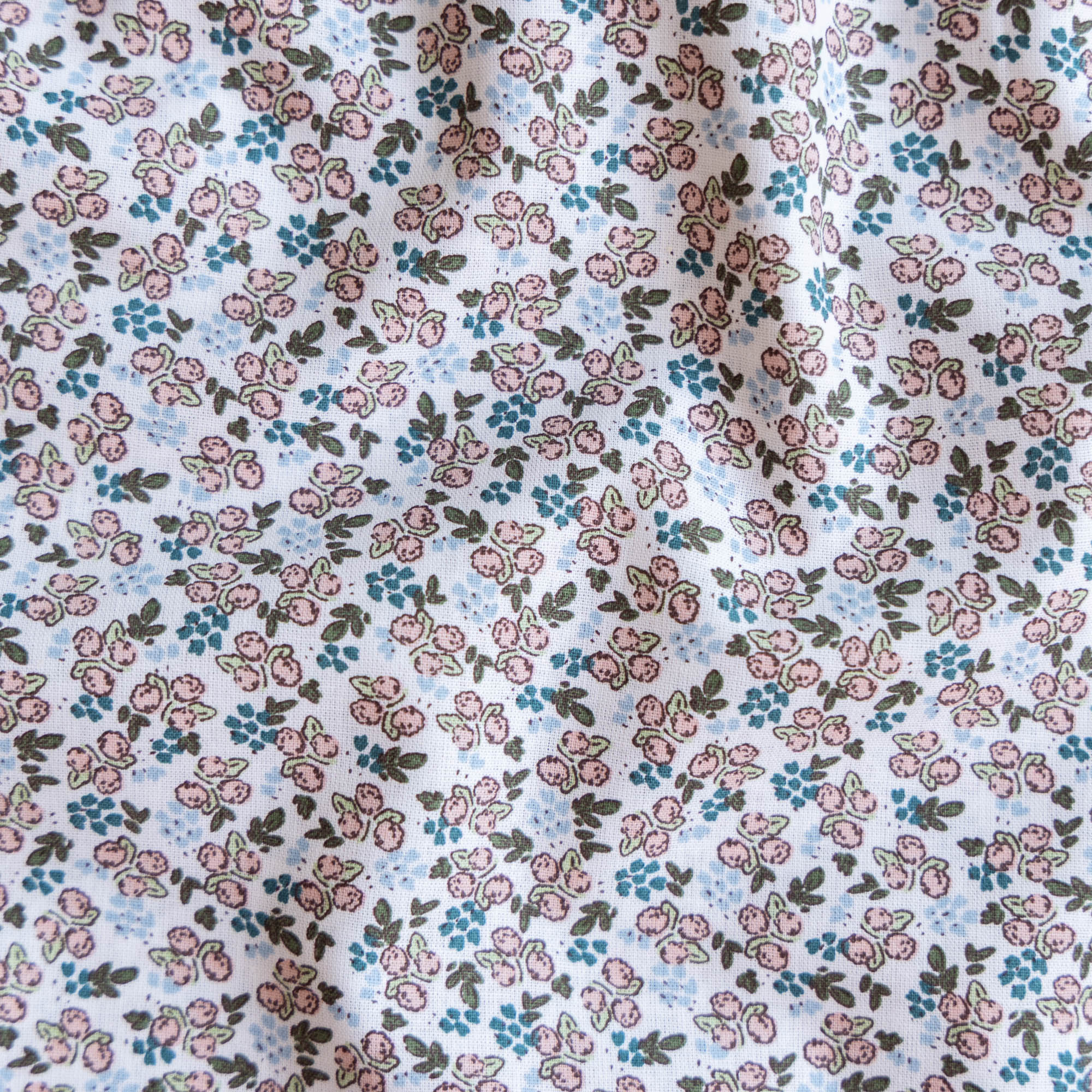Katoen bloemen aliza lichtroze/blauw