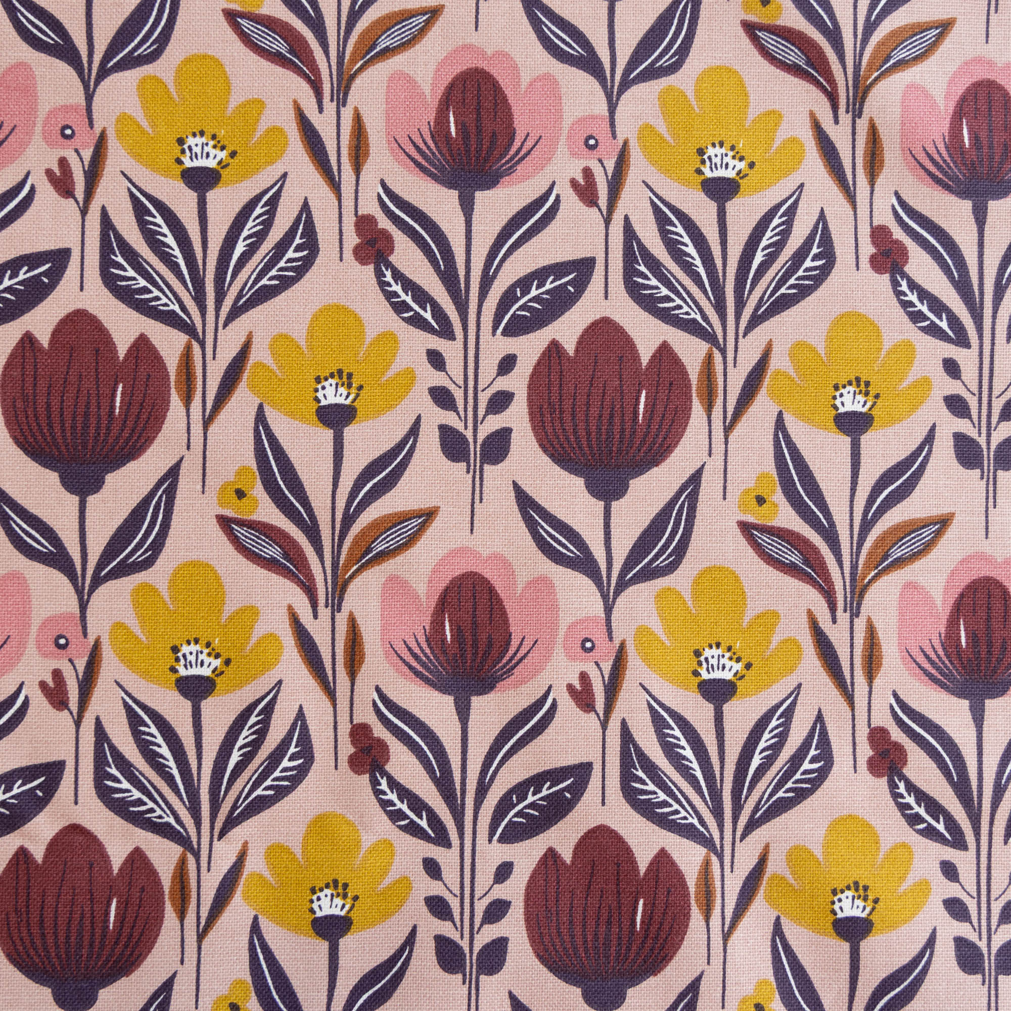 Half panama canvas tulpen roze/geel