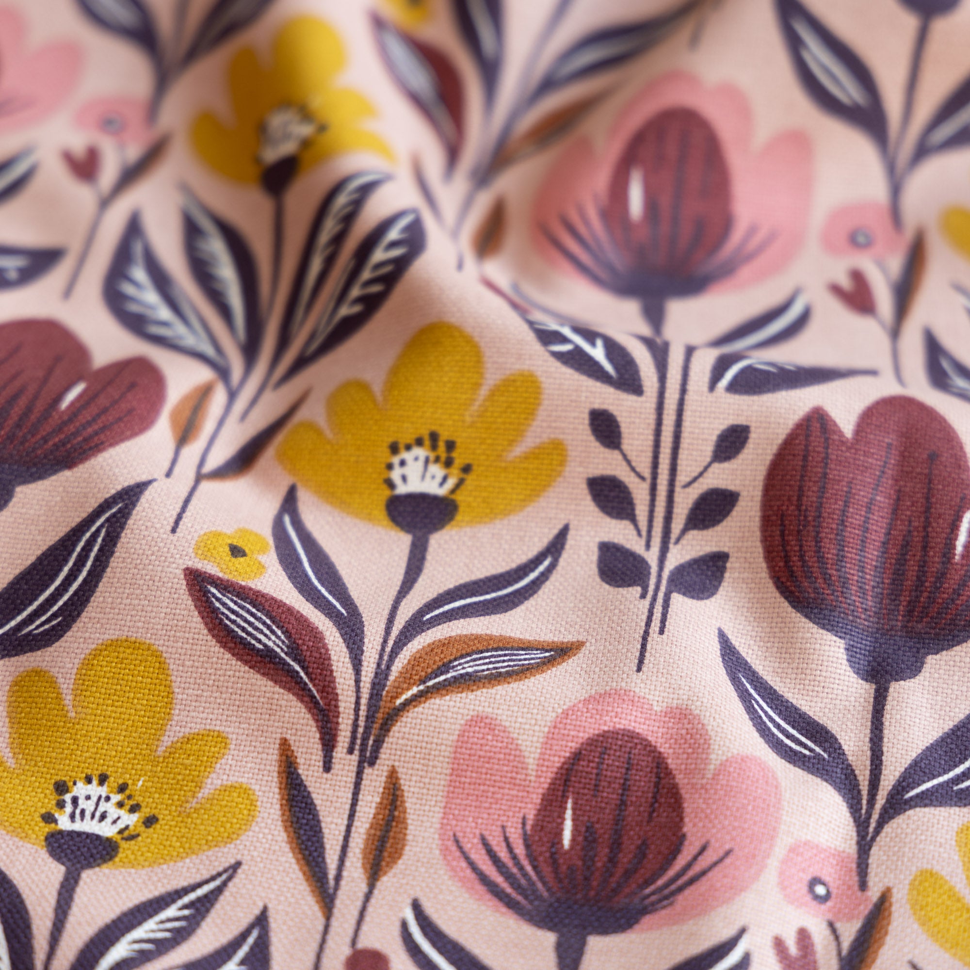 Half panama canvas tulpen roze/geel