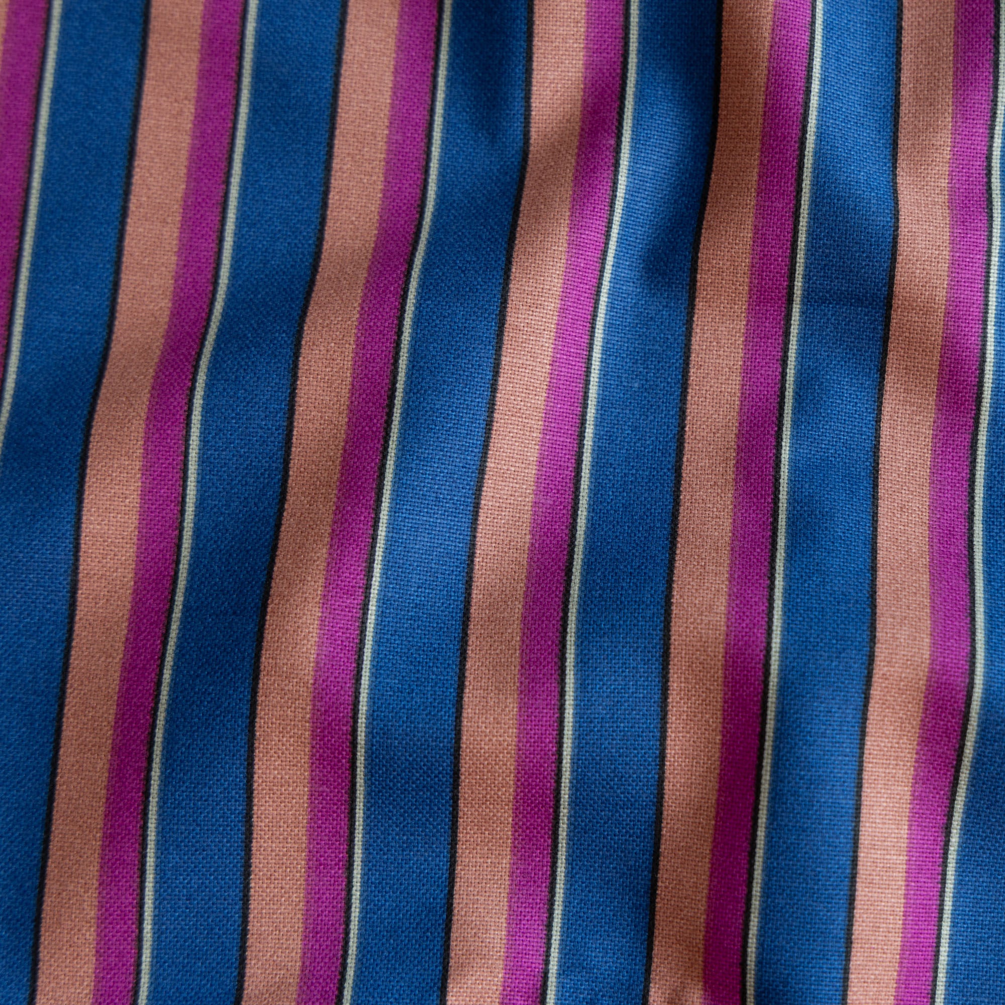 Half panama canvas strepen indigo/dahlia