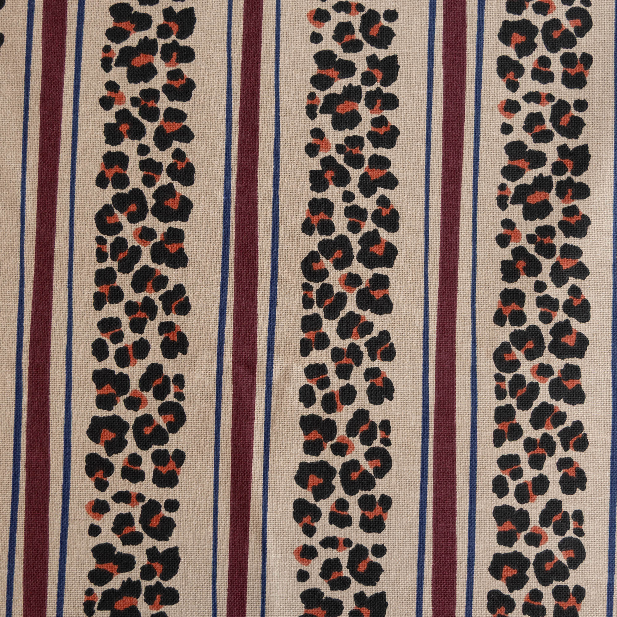 Half panama canvas luipaardprint beige/bordeaux