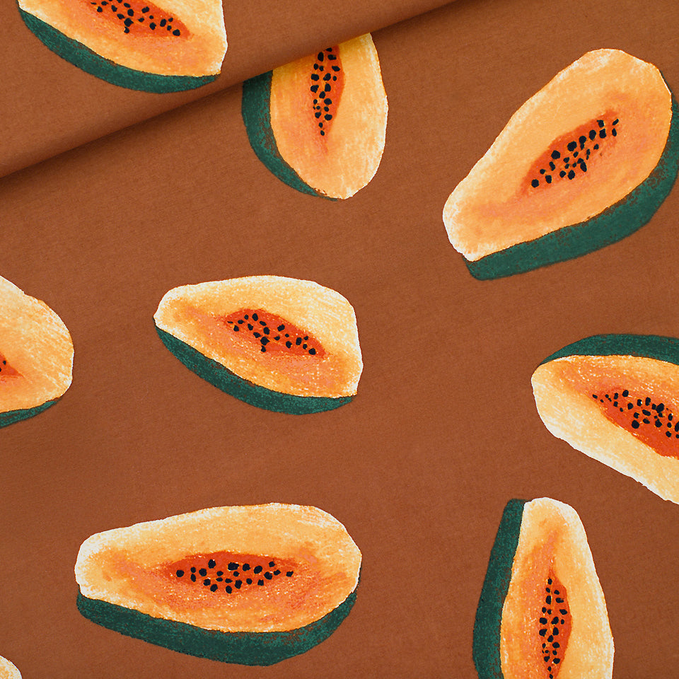 See You at Six - French terry papayas glazuurd gemberbruin