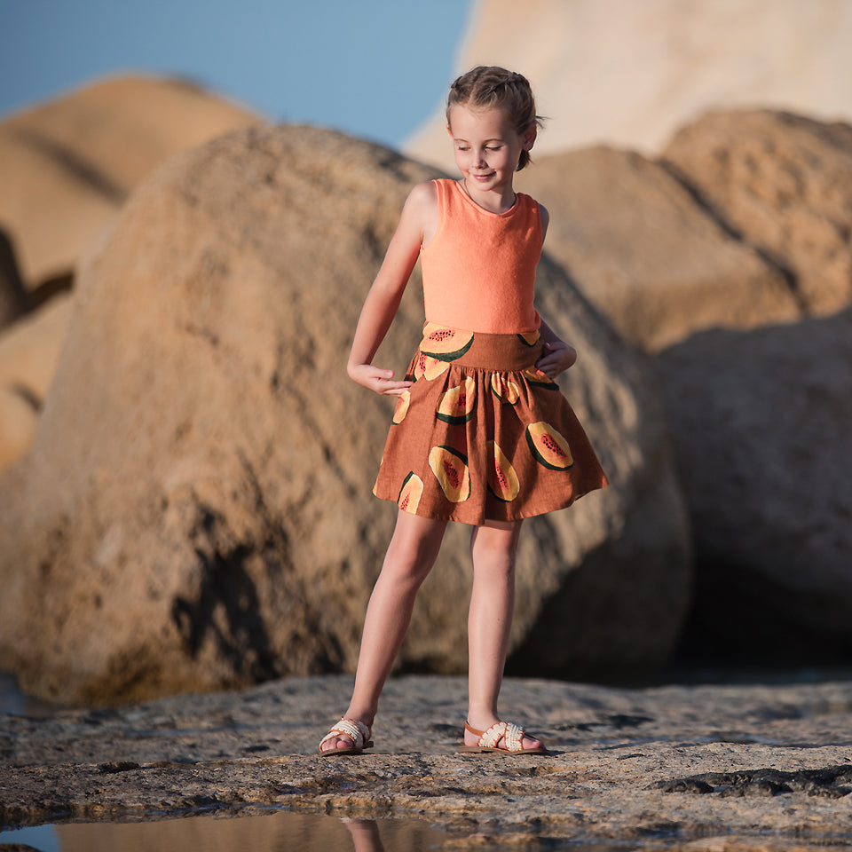 See You at Six - Linnen viscose blend glazuurd gemberbruin